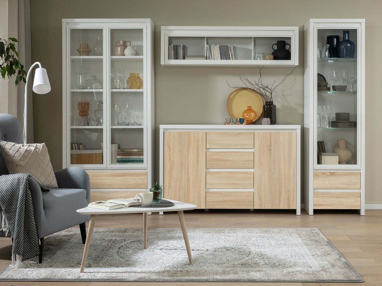 Boekenkast Nolroma 140 (Wit + Sonoma eik)