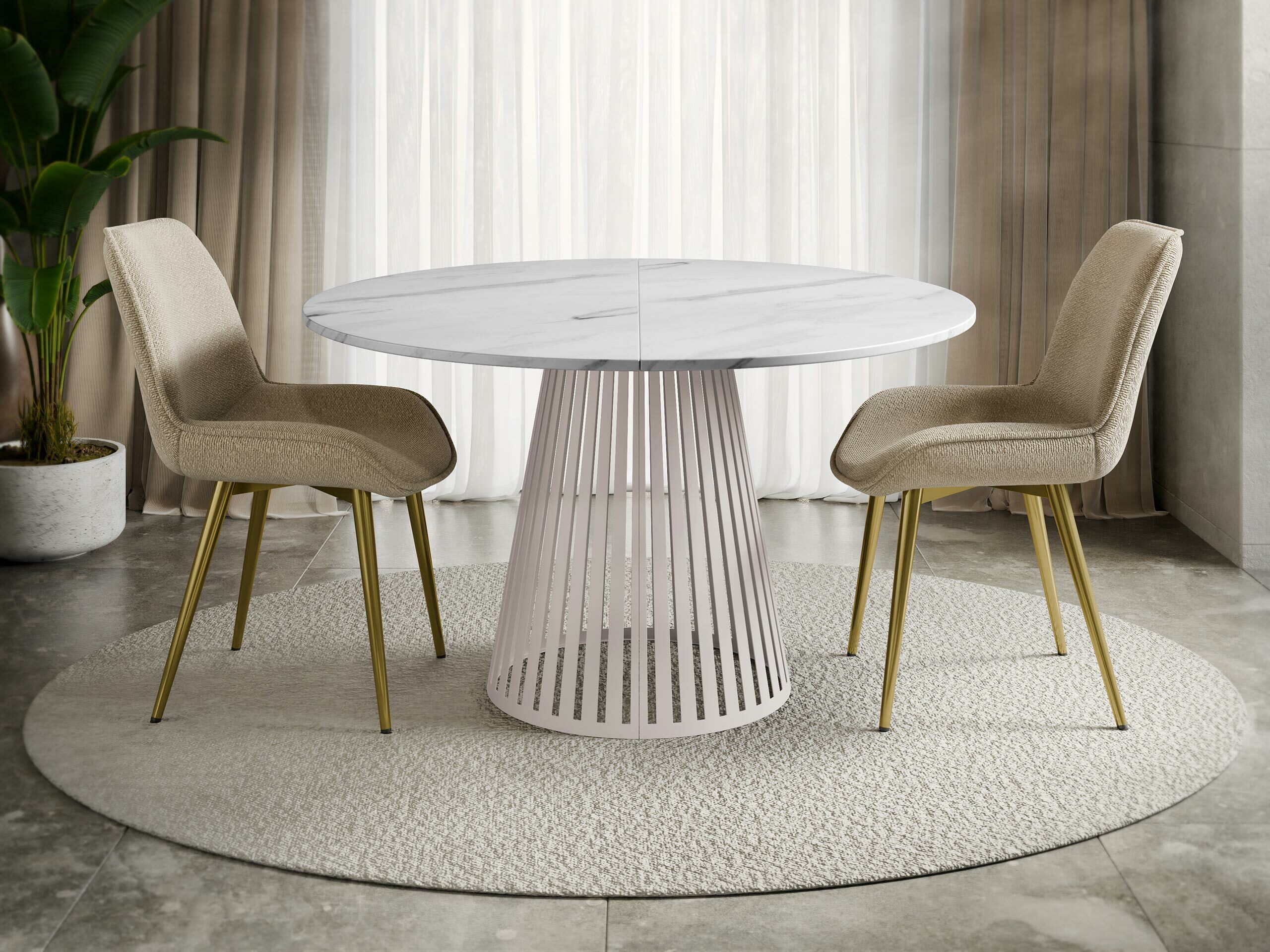 Tafel Prudentia II (Wit marmer + Kasjmier)