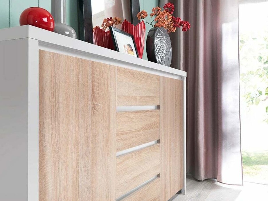 Ladekast Nolroma 103 (Wit + Sonoma eik)