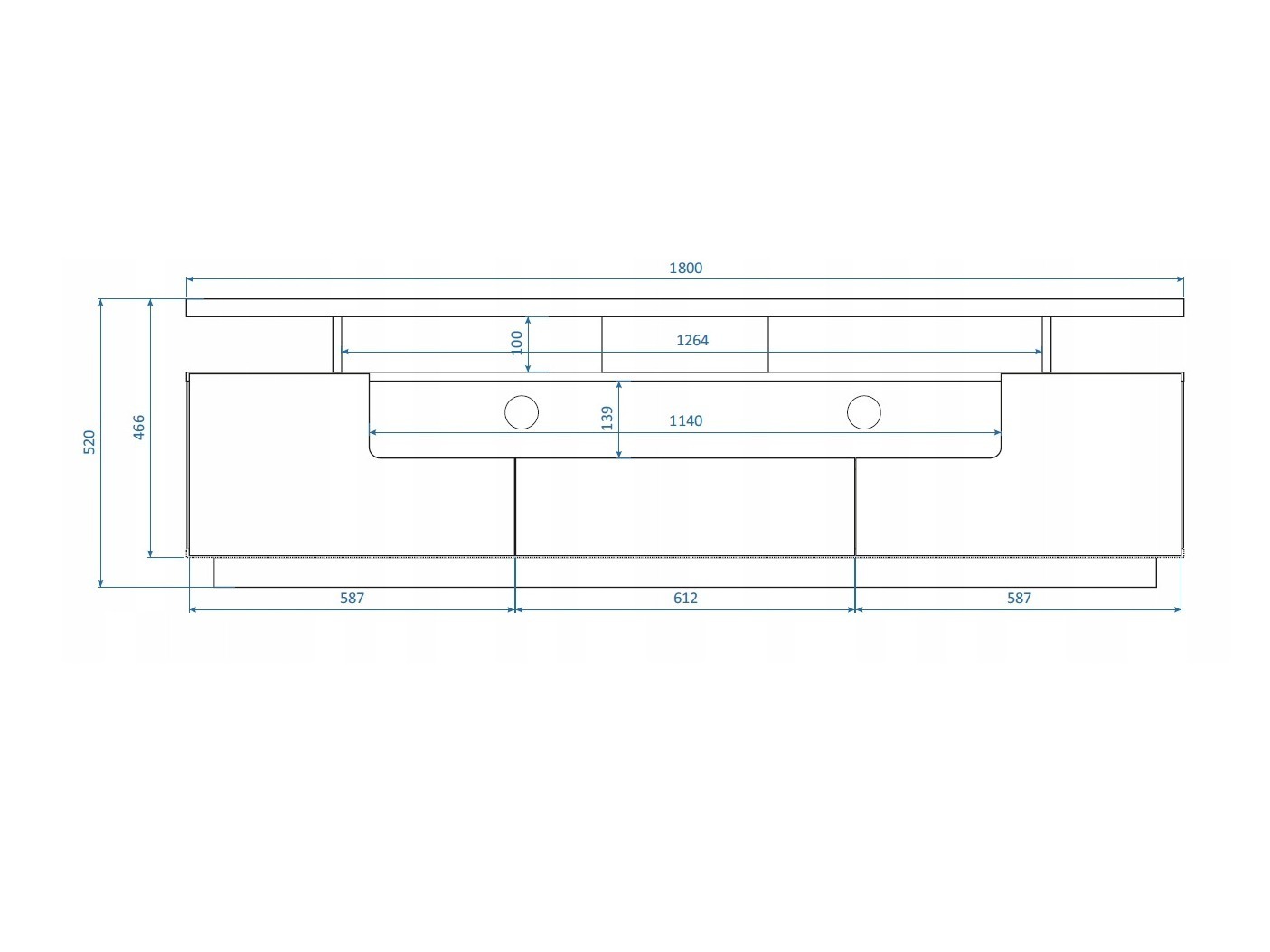 TV-meubel Buffalo 175 (Glanzend wit)
