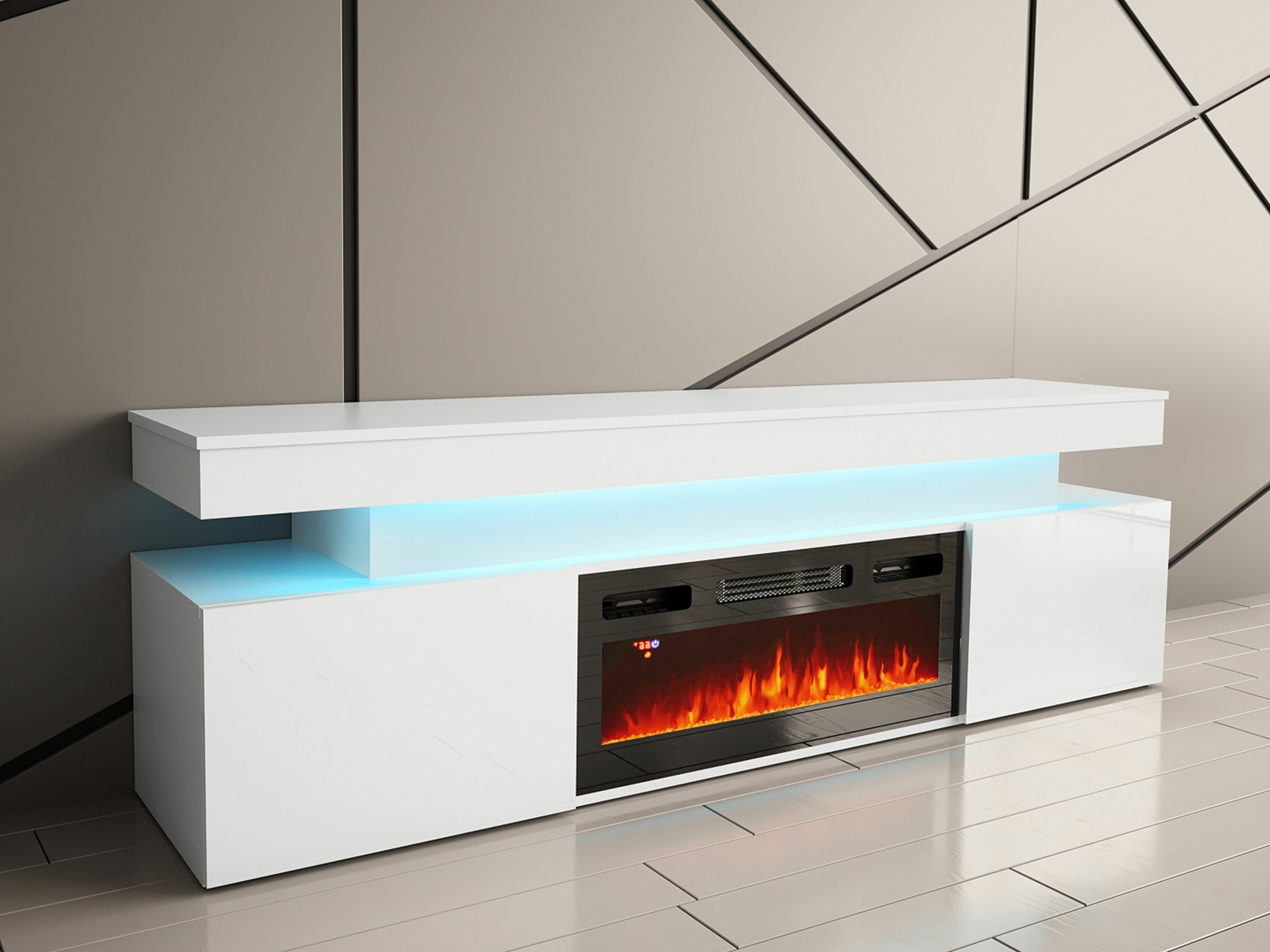 TV-meubel Monfero 104 (Wit + Glanzend wit)