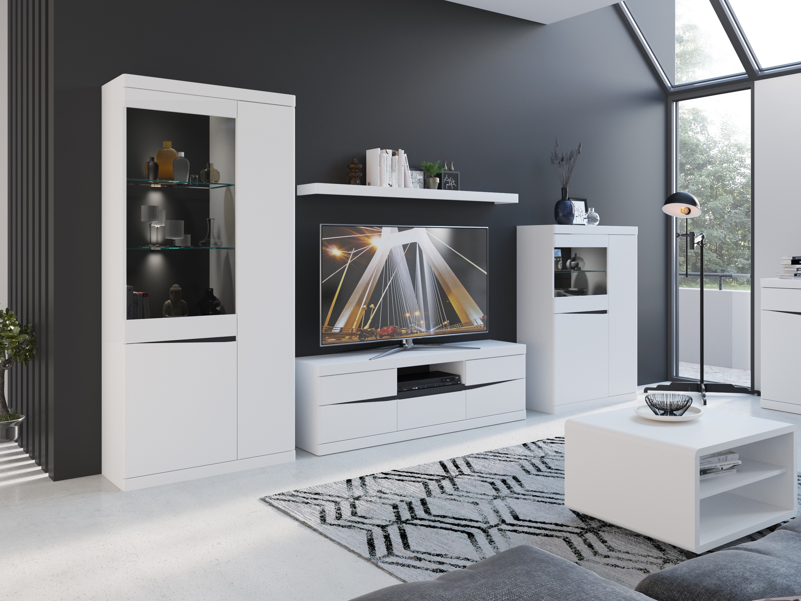 Boekenkast Venlori 129 (Wit + Grafiet)