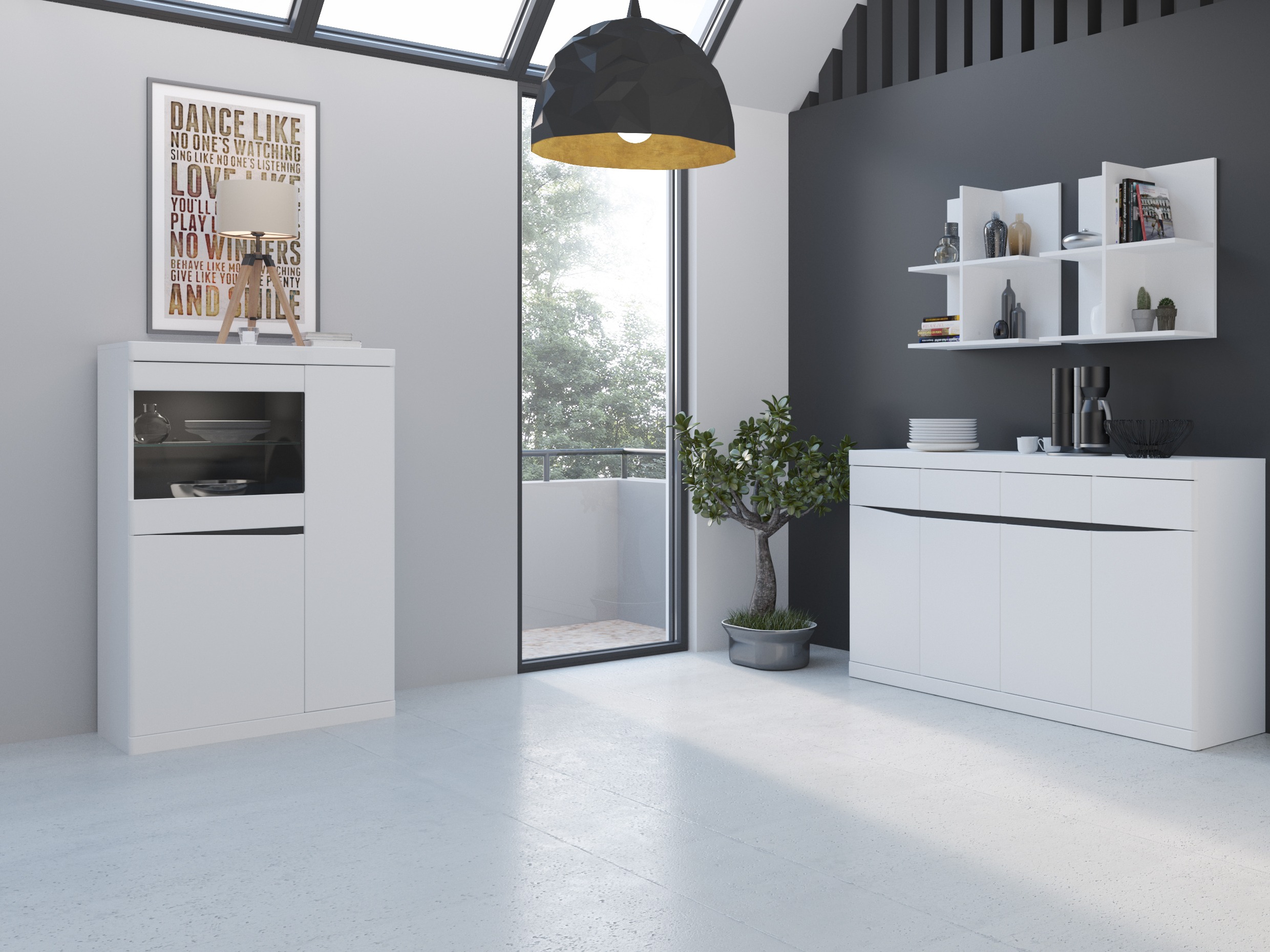 Boekenkast Venlori 129 (Wit + Grafiet)