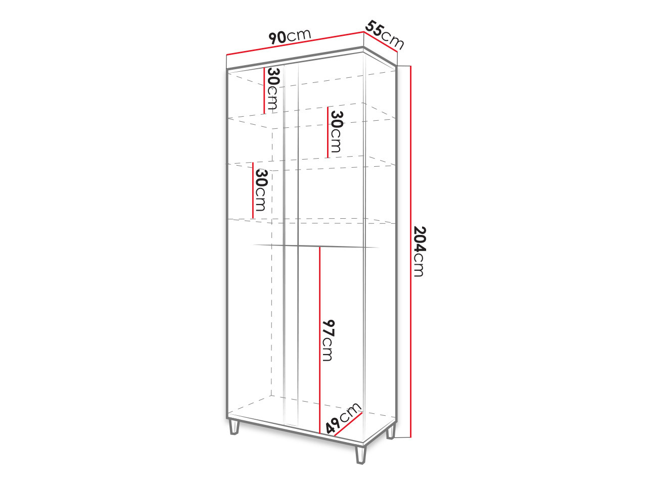 Kledingkast Livseri 114 (Wit + Glanzend wit + Licht hout)