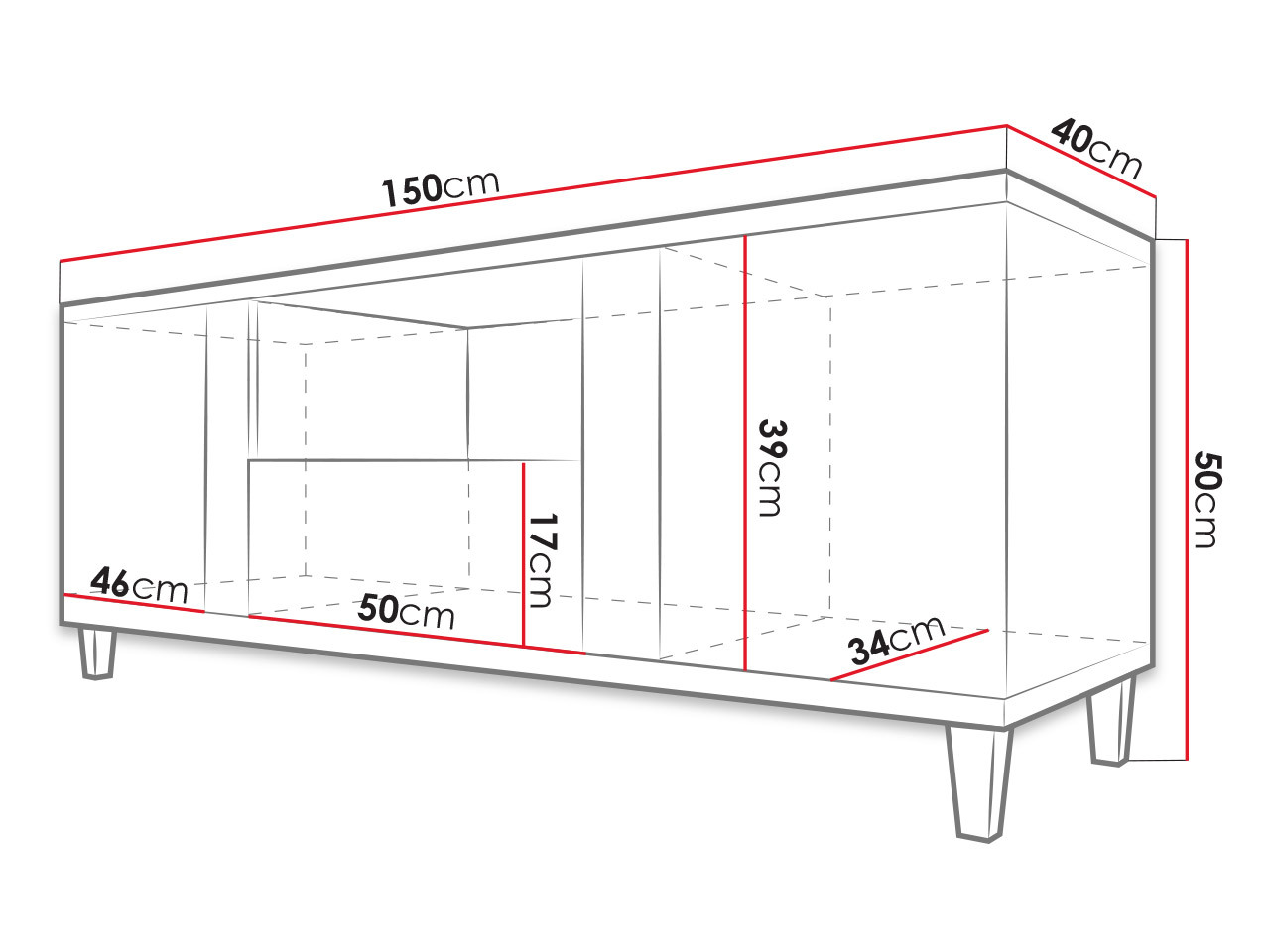 TV-meubel Florem (Wit + Glanzend wit + Licht hout)