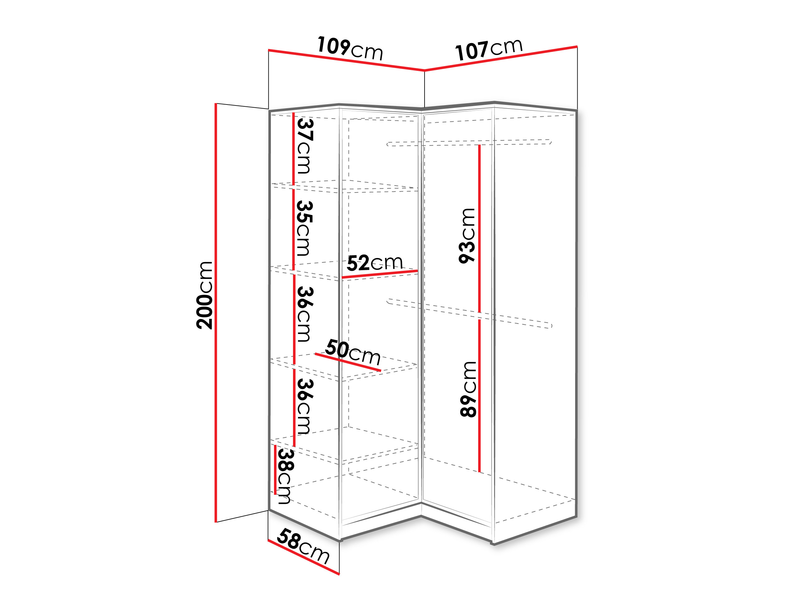 Hoekkledingkast Lombala 113