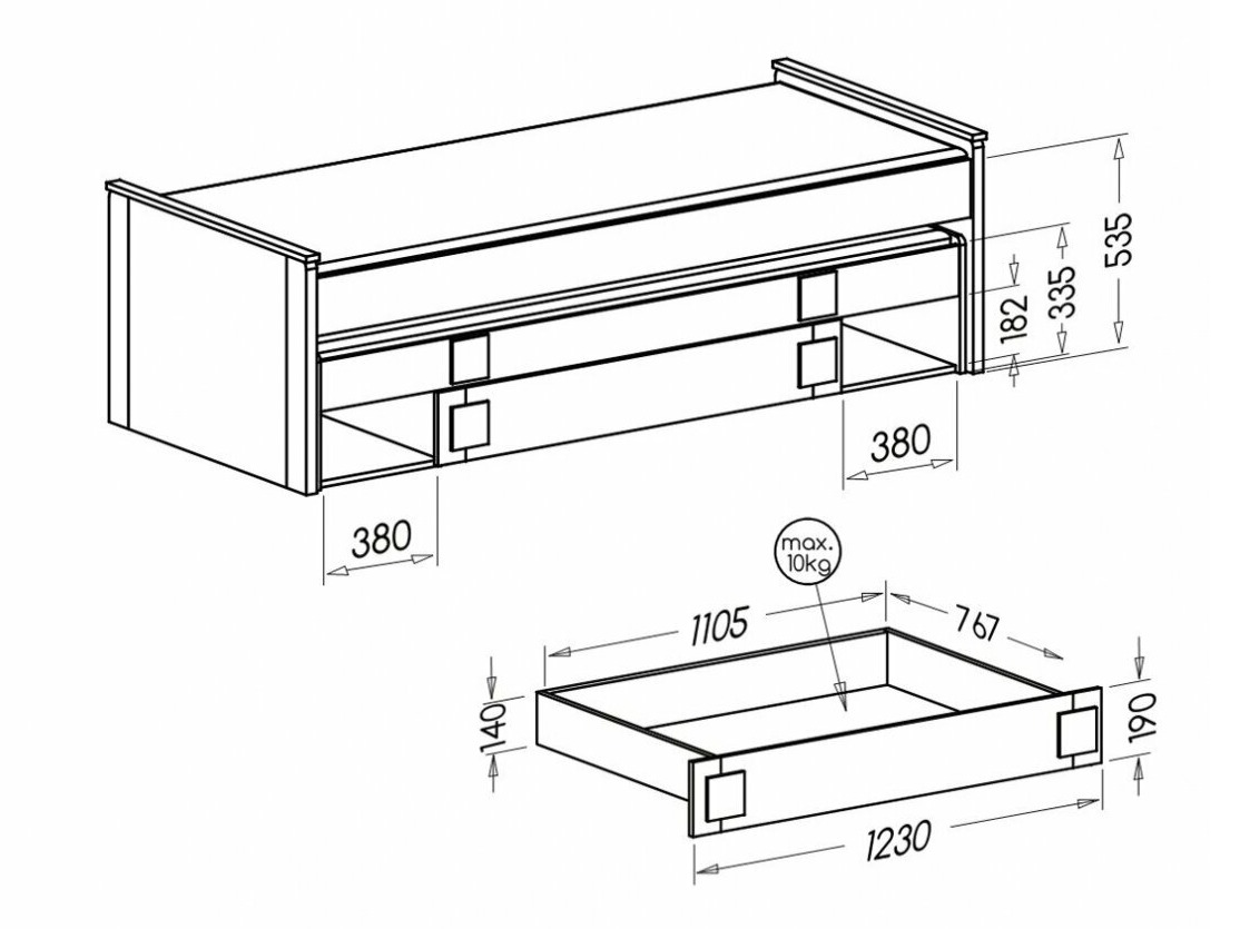 Bed Elmenou 115 (Wit + Antraciet)