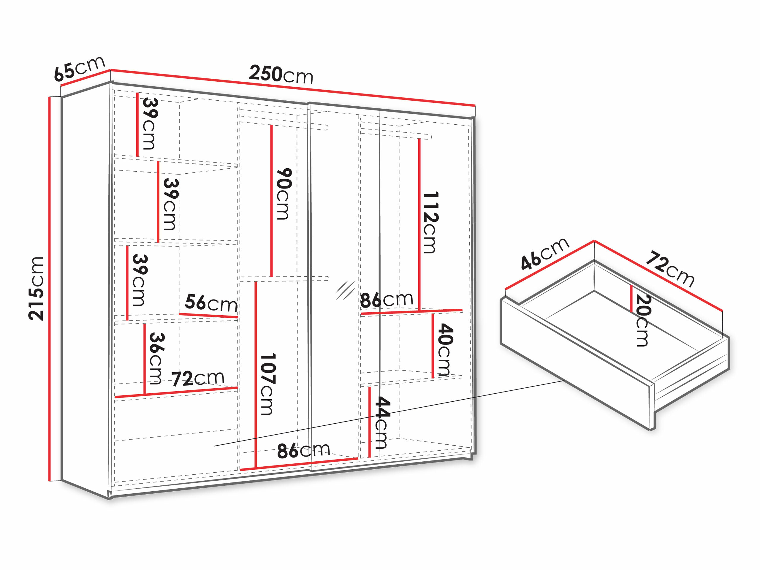 Kledingkast Honolulu 254 (Artisan eiken)