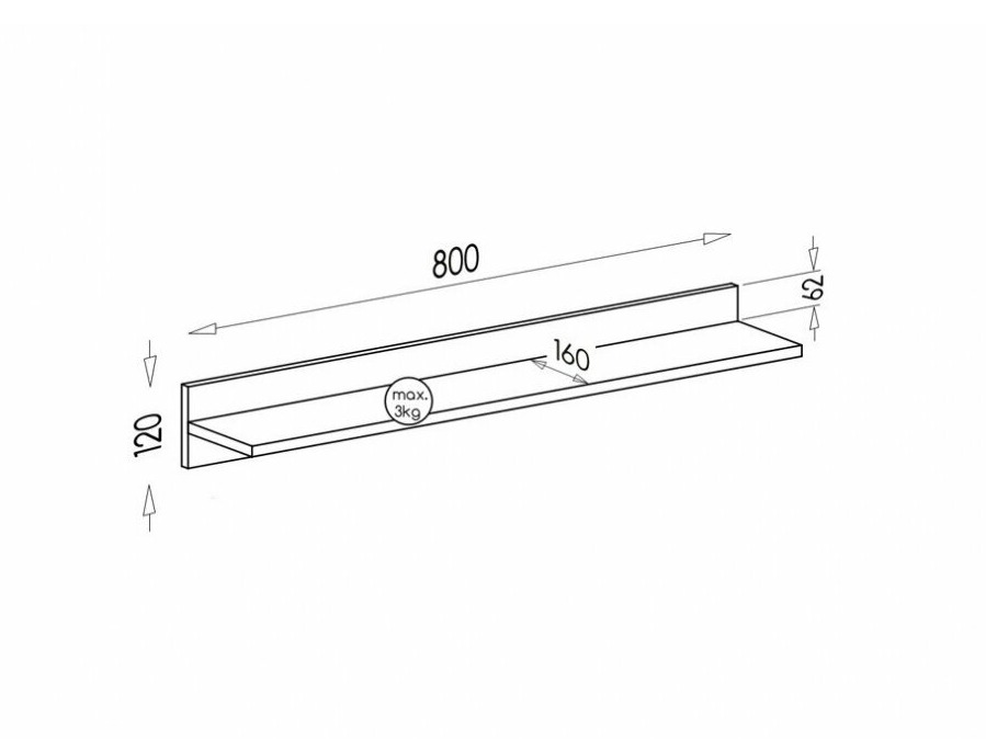Wandplank Elmenou 104 (Antraciet)