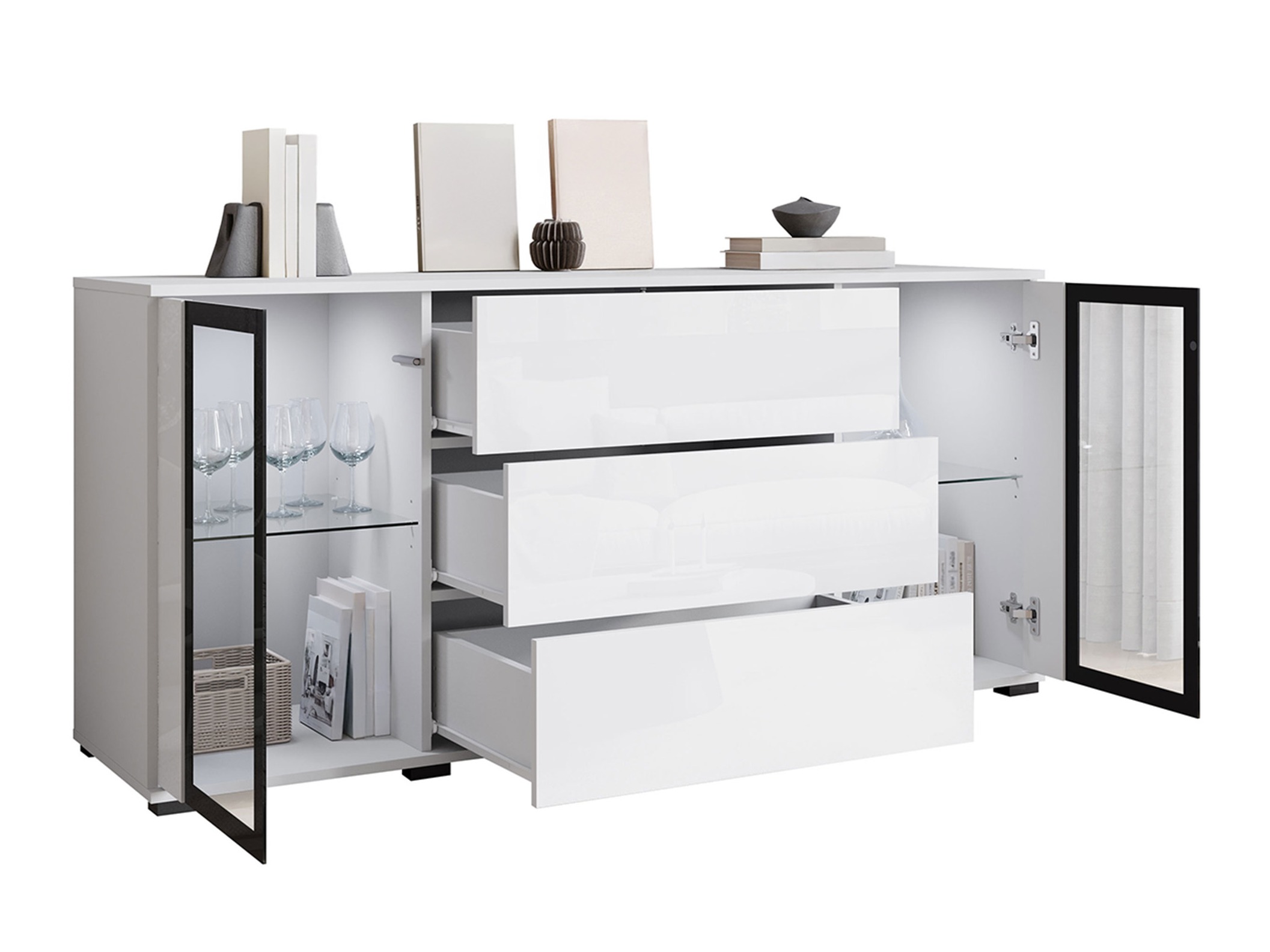 Ladekast Torcame 101 (Wit + Glanzend wit)