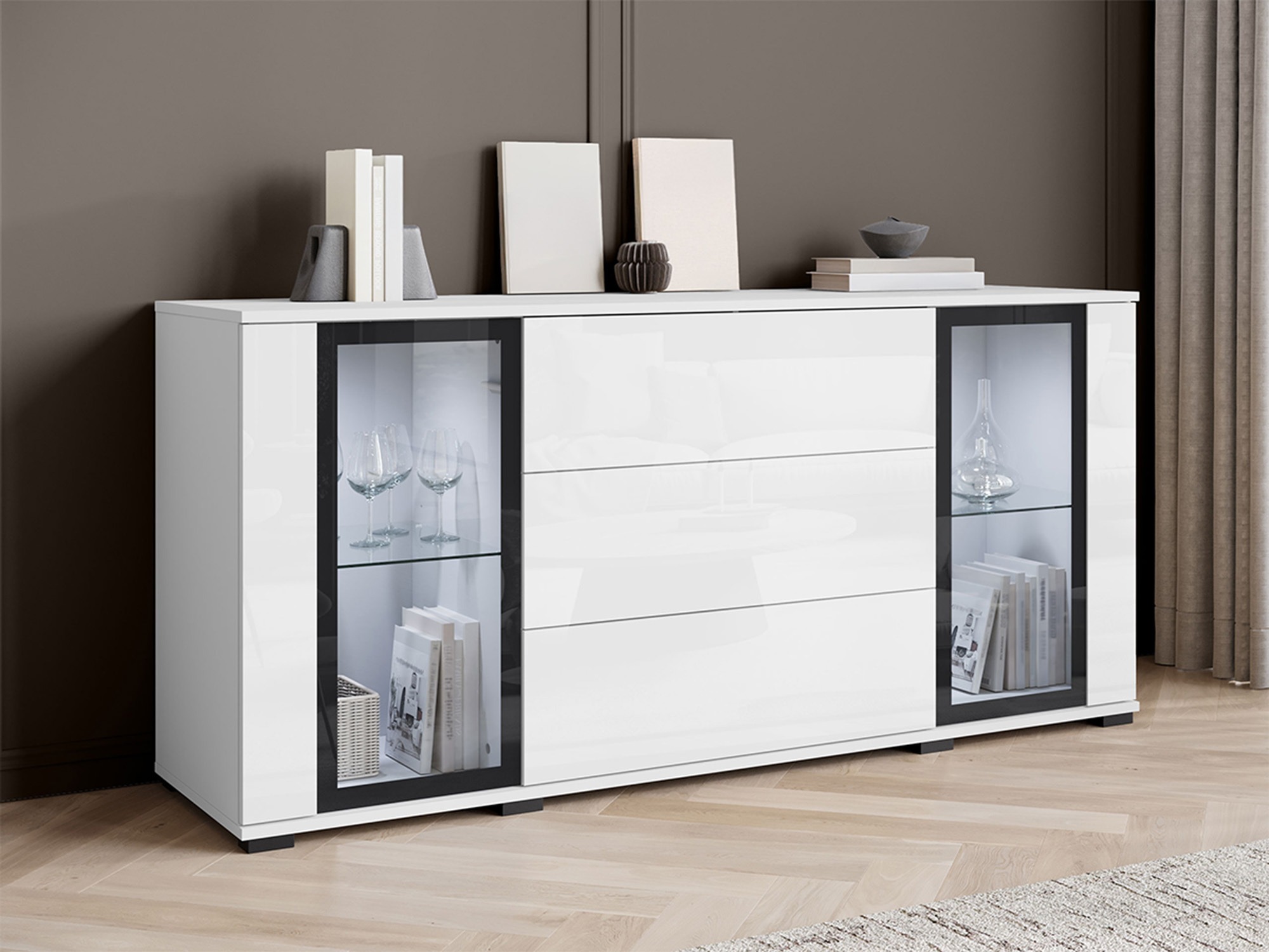 Ladekast Torcame 101 (Wit + Glanzend wit)