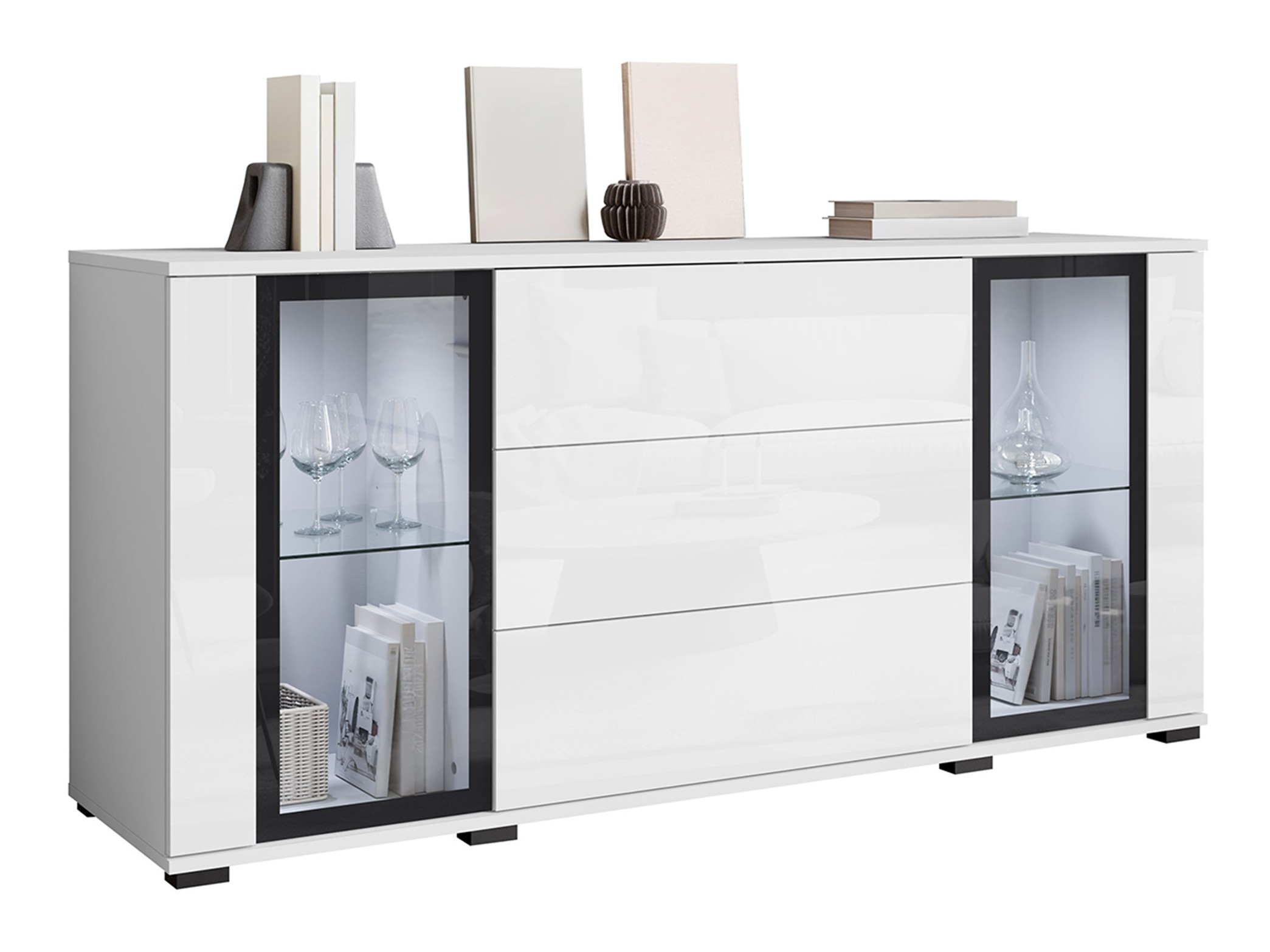 Ladekast Torcame 101 (Wit + Glanzend wit)