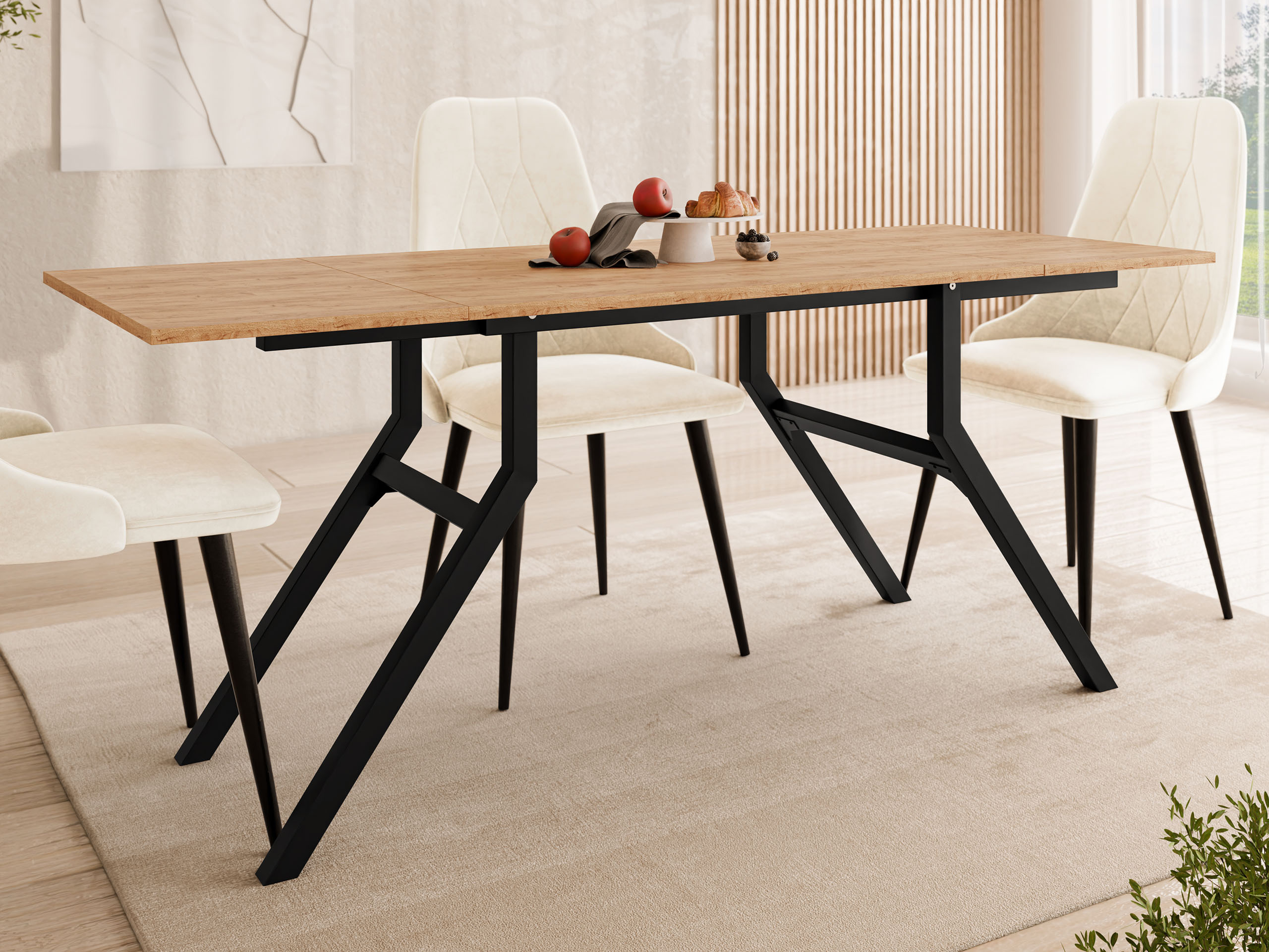 Transformeerbare salontafel Oswego 151 (Ambachtelijke gouden eik + Zwart)