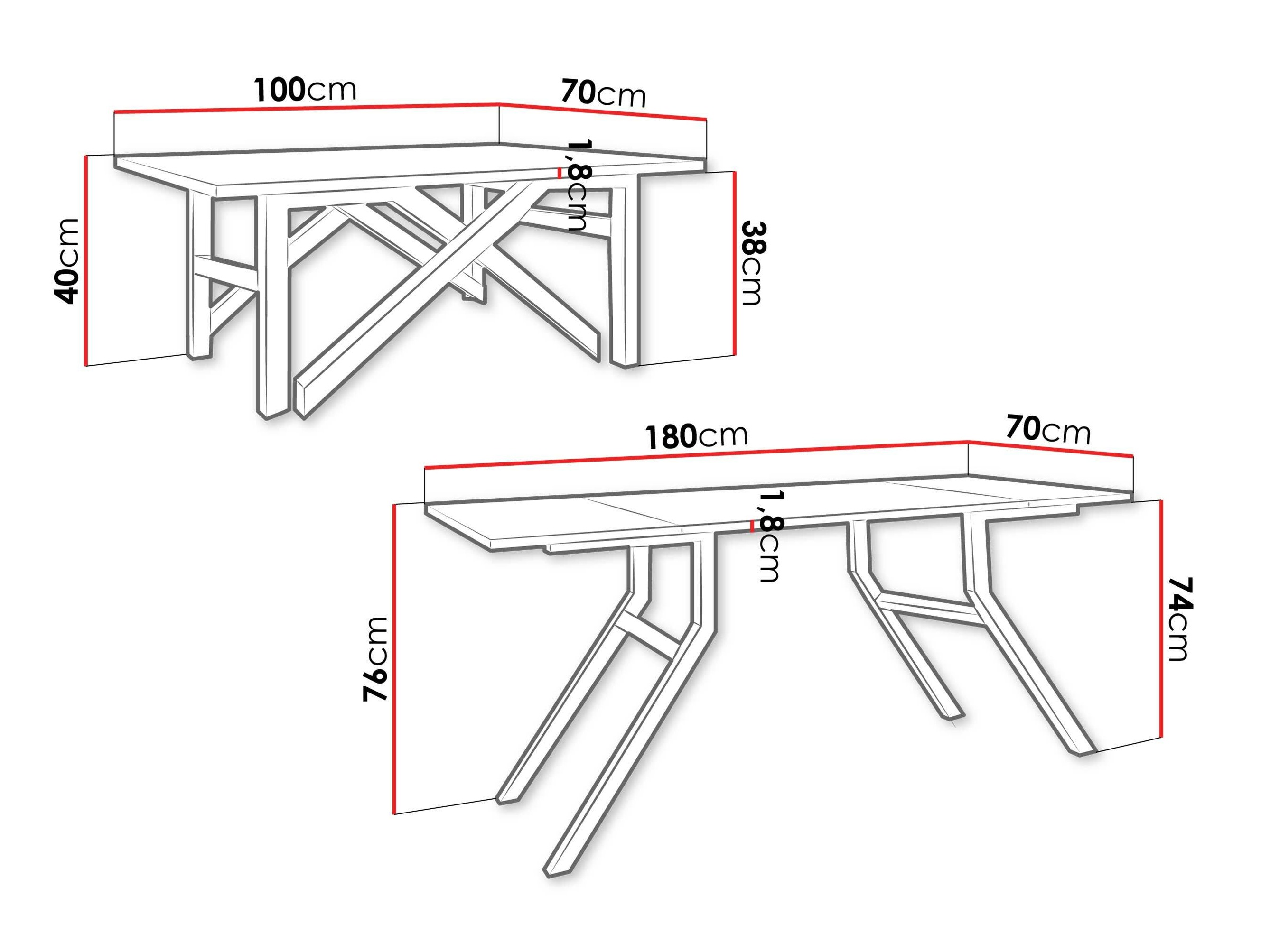 Transformeerbare salontafel Oswego 151 (Grafiet + Zwart)