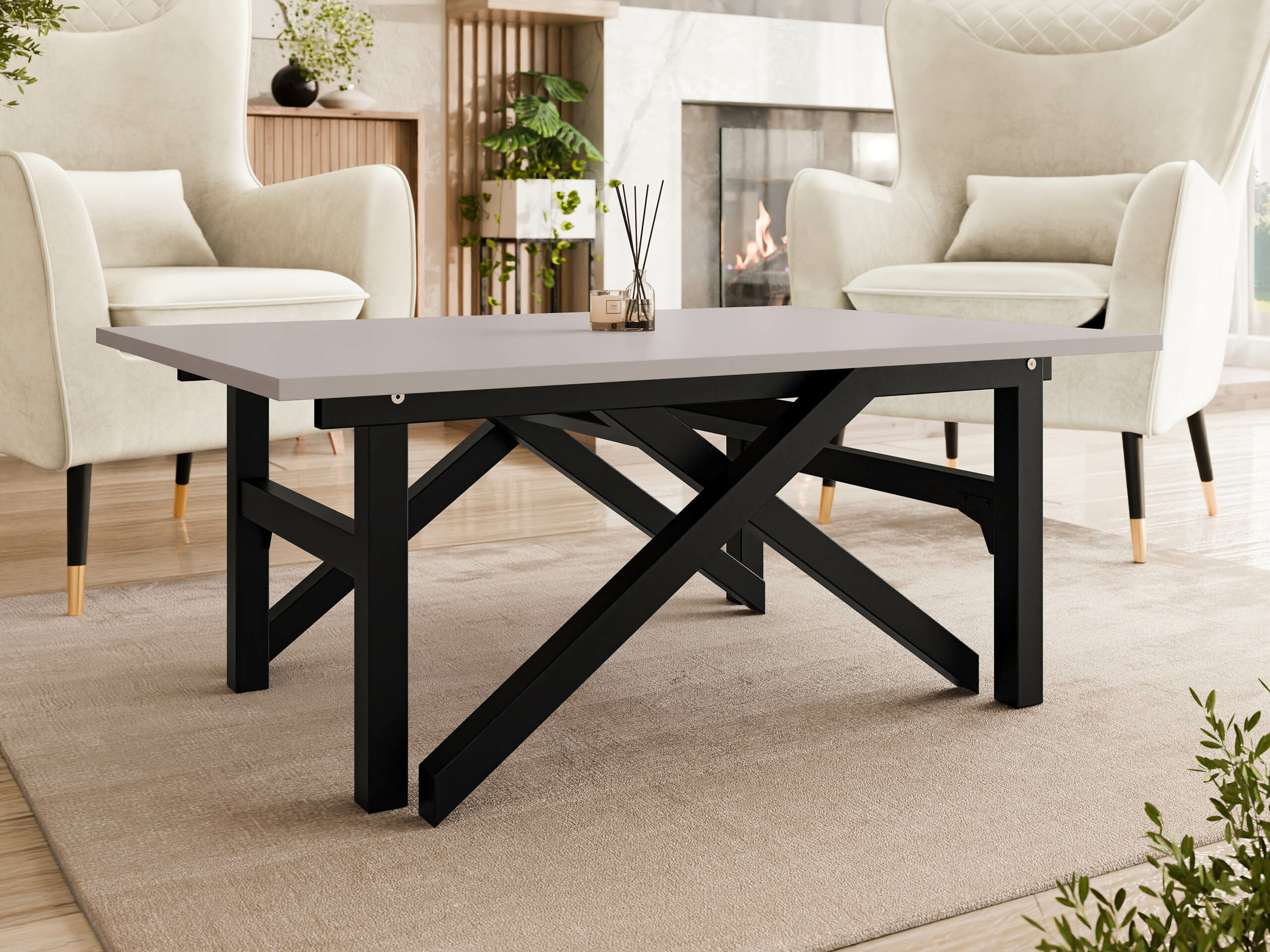 Transformeerbare salontafel Oswego 151 (Kasjmier + Zwart)