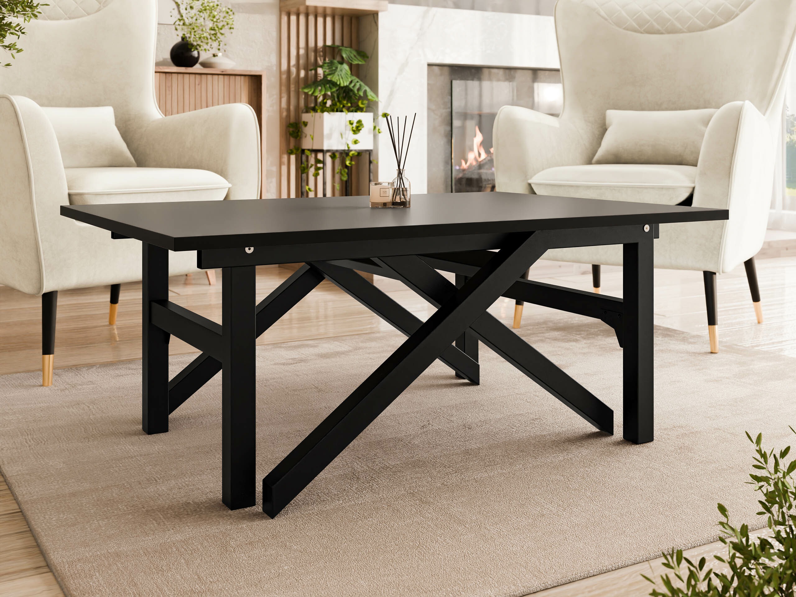 Transformeerbare salontafel Oswego 151 (Zwart)