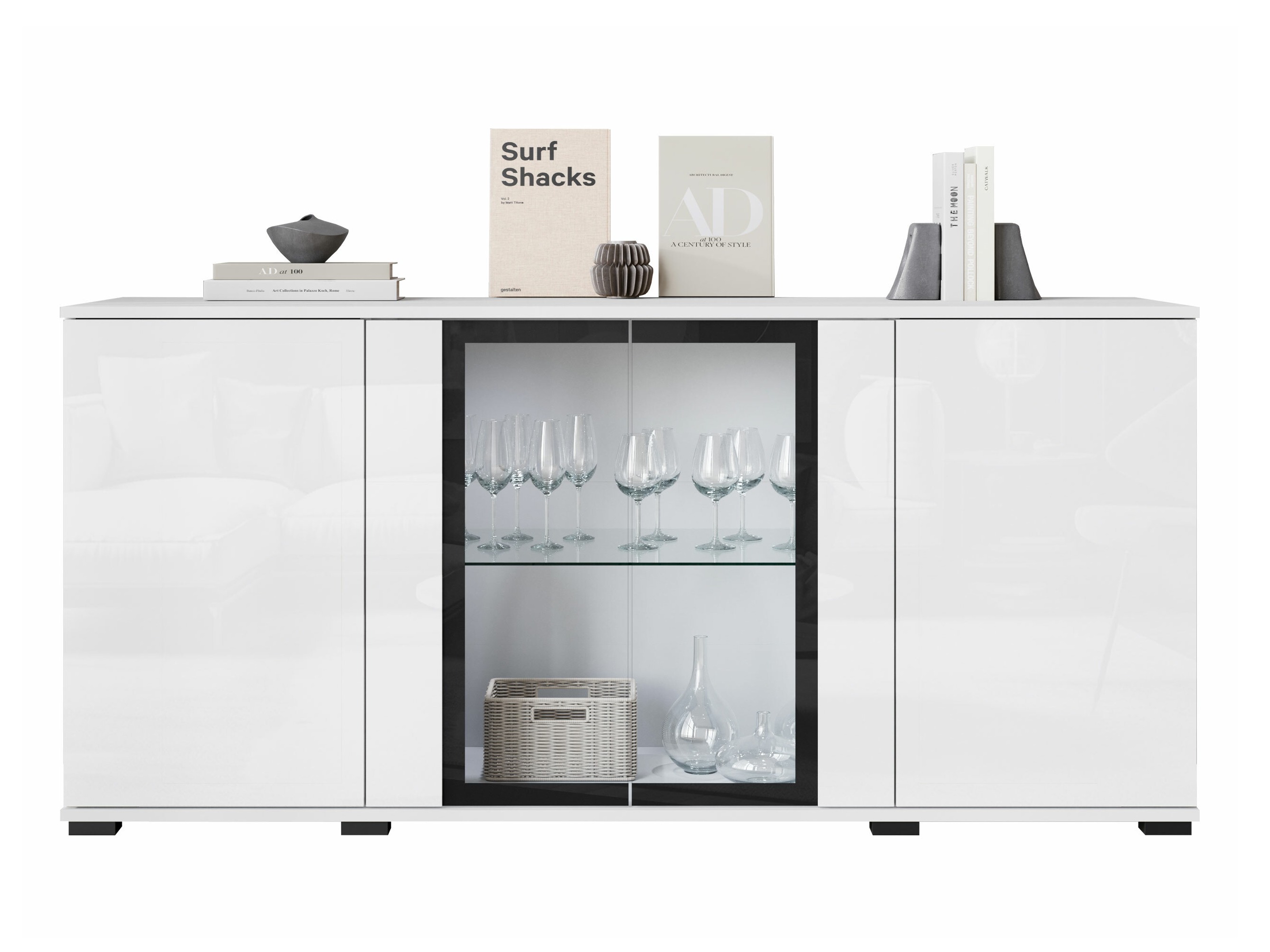 Dressoir Torcame 102 (Wit + Glanzend wit)