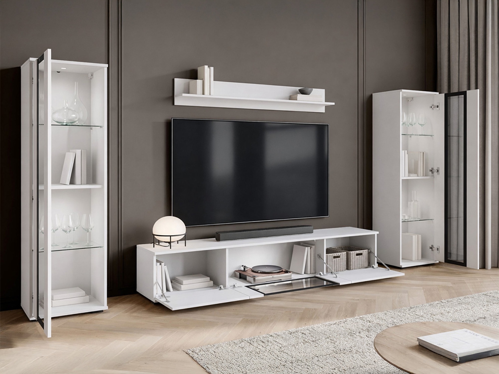 Woonkamerset Torcame 103 (Wit + Glanzend wit)