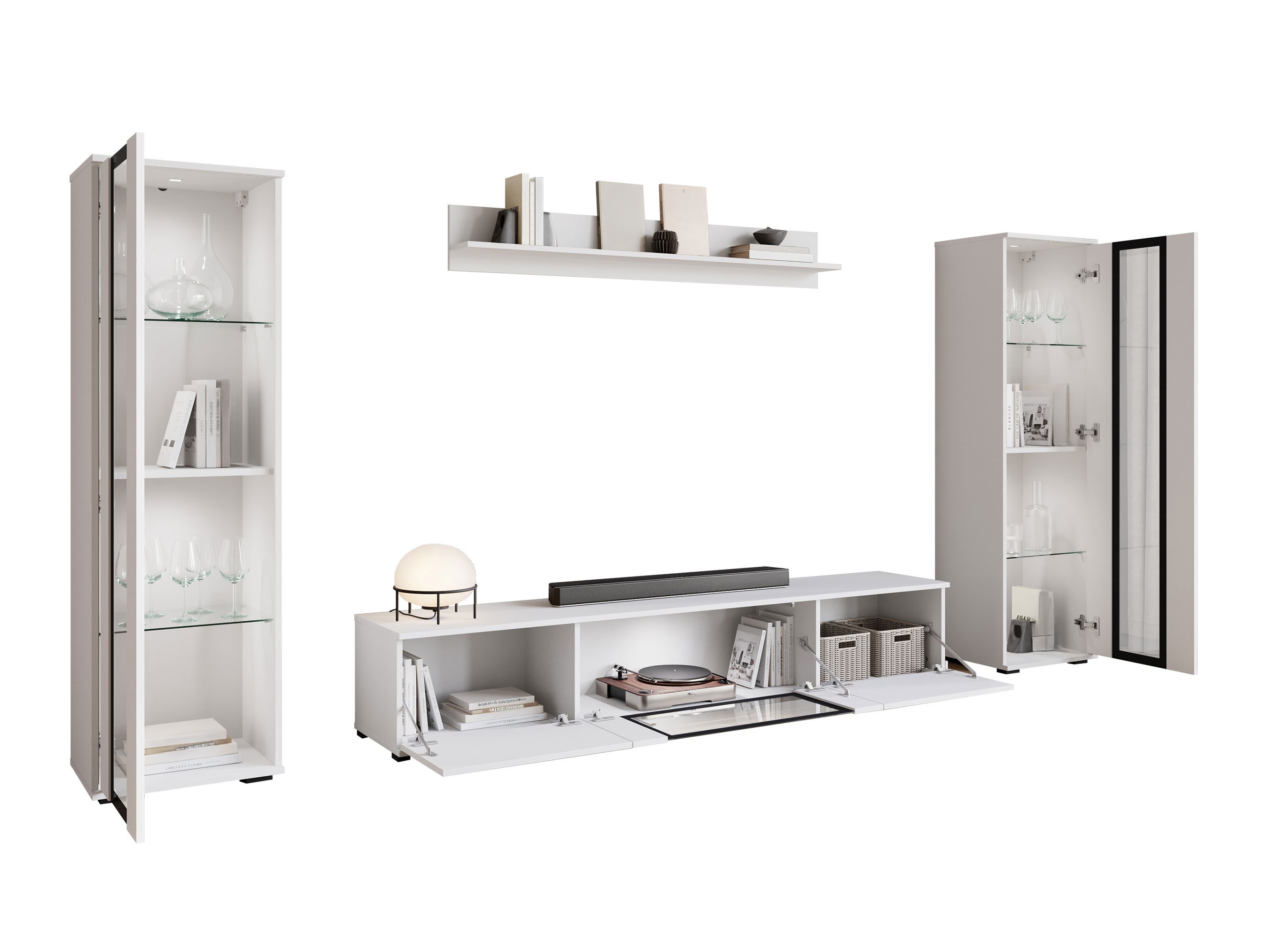 Woonkamerset Torcame 103 (Wit + Glanzend wit)