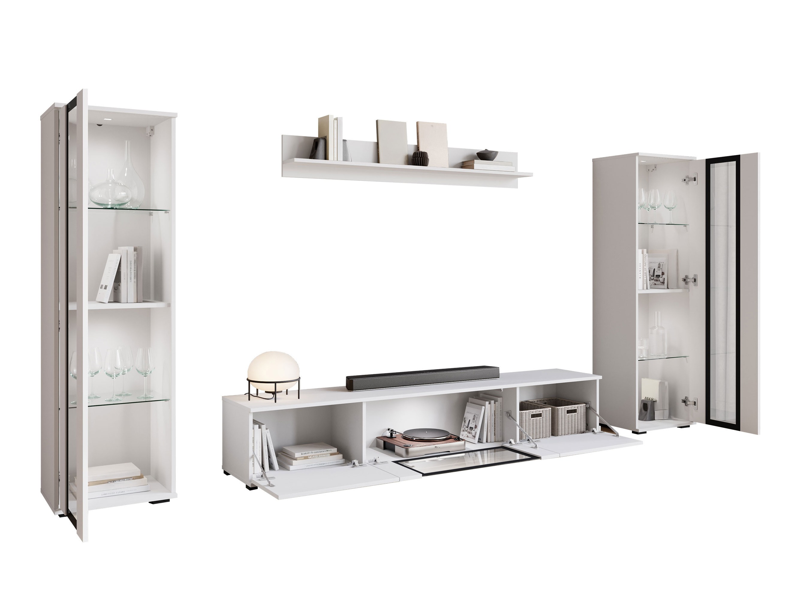 Woonkamerset Torcame 103 (Wotan eik + Glanzend wit)