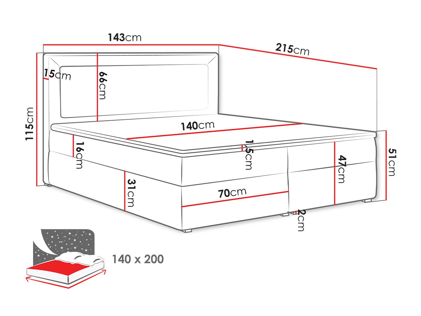 Boxspring Pomona 112 (Victoria 14 863)