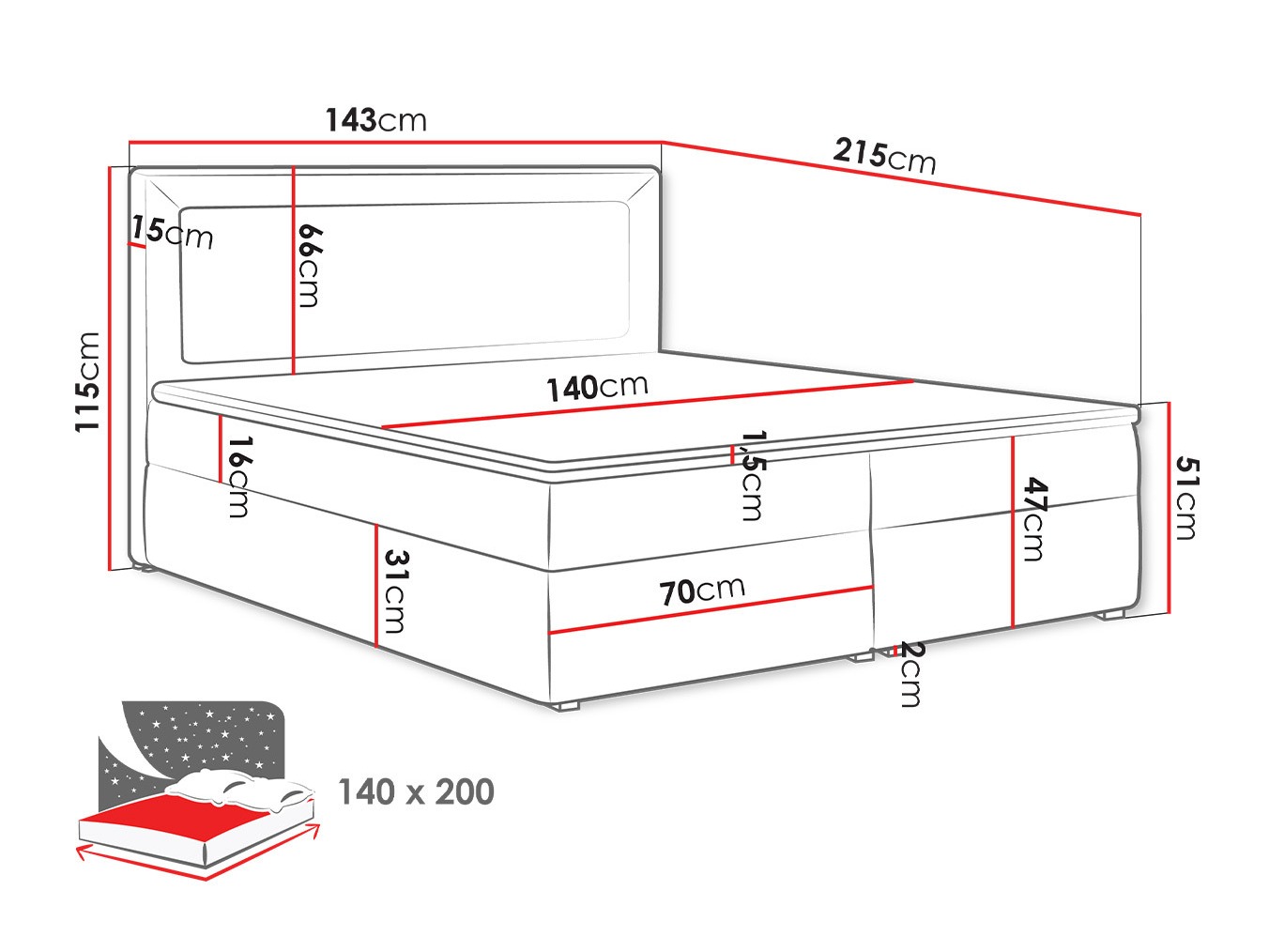 Boxspring Pomona 112 (Victoria 14 865)