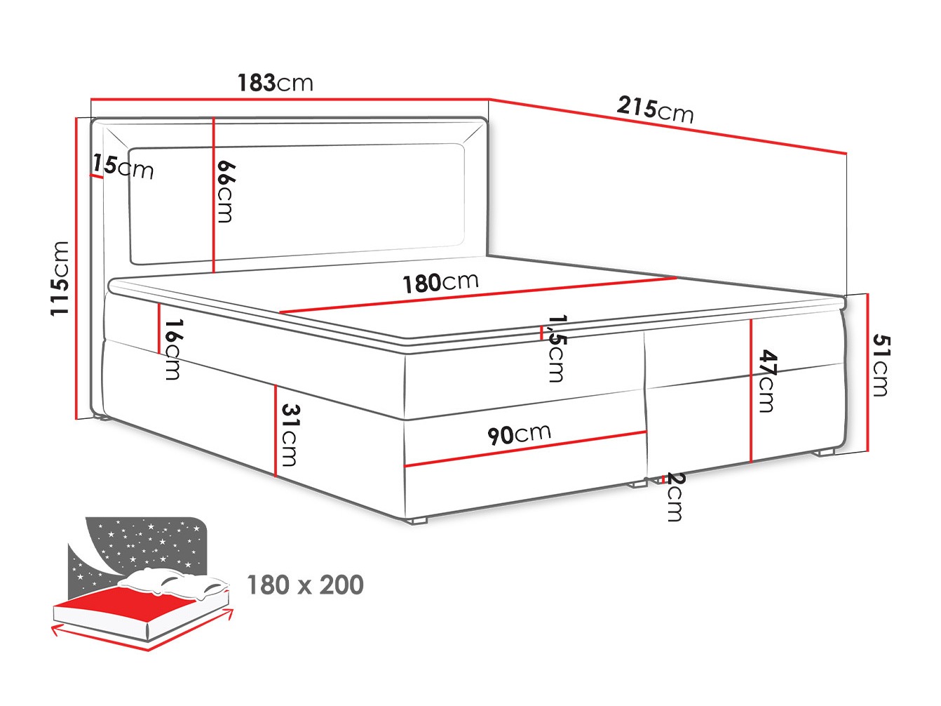 Boxspring Pomona 112 (Victoria 14 865)