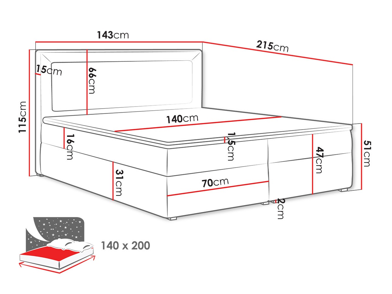 Boxspring Pomona 112 (Victoria 14 866)