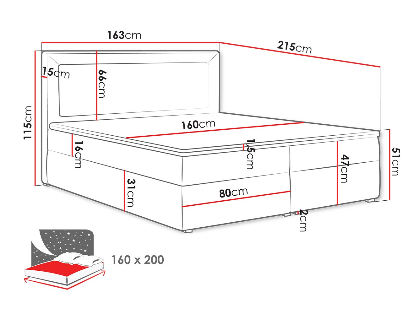 Boxspring Pomona 112 (Victoria 14 867)