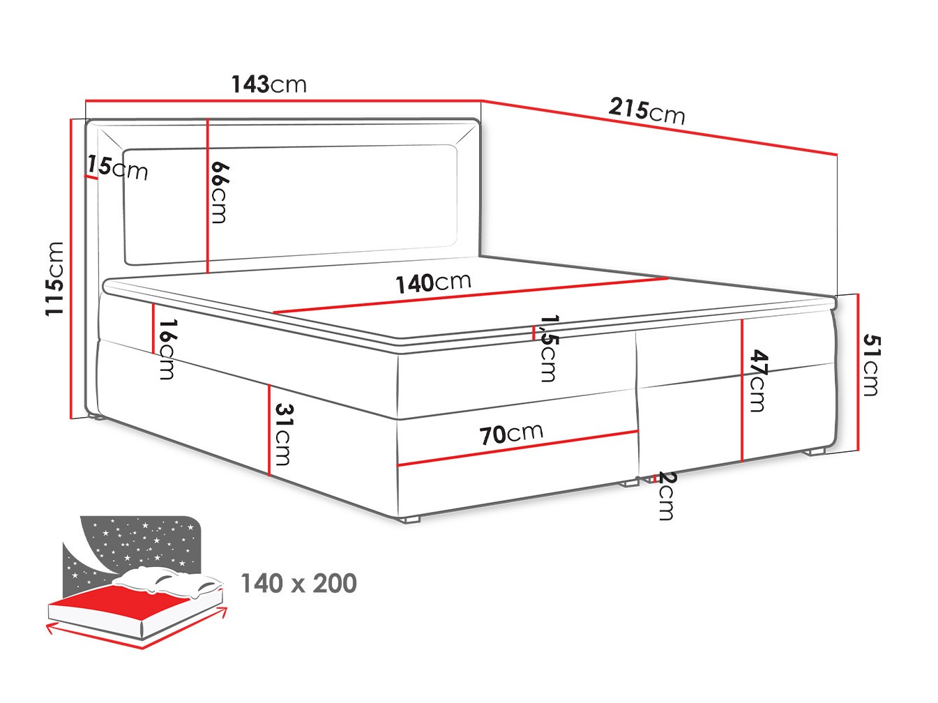 Boxspring Pomona 112 (Victoria 14 869)