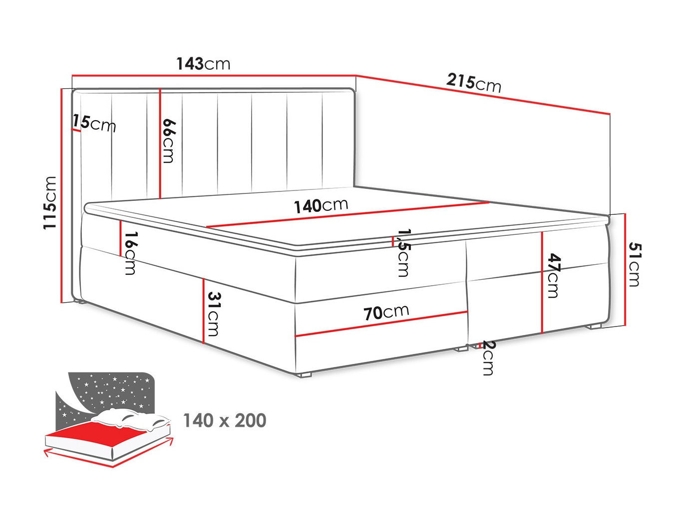 Boxspring Pomona 116 (Magic fluweel 2206)