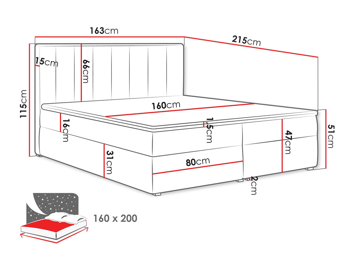 Boxspring Pomona 116 (Magic fluweel 2206)