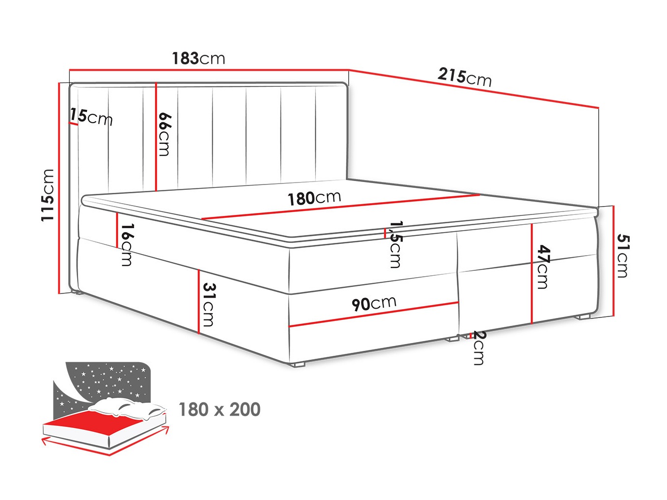Boxspring Pomona 116 (Magic fluweel 2216)