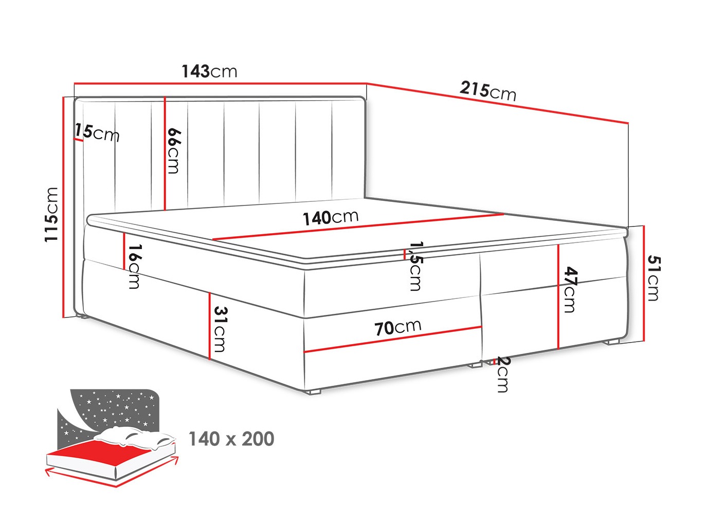 Boxspring Pomona 116 (Magic fluweel 2217)