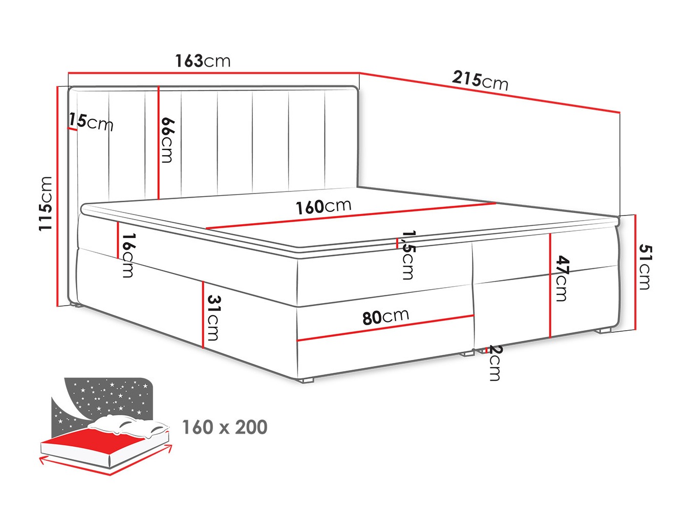 Boxspring Pomona 116 (Magic fluweel 2217)