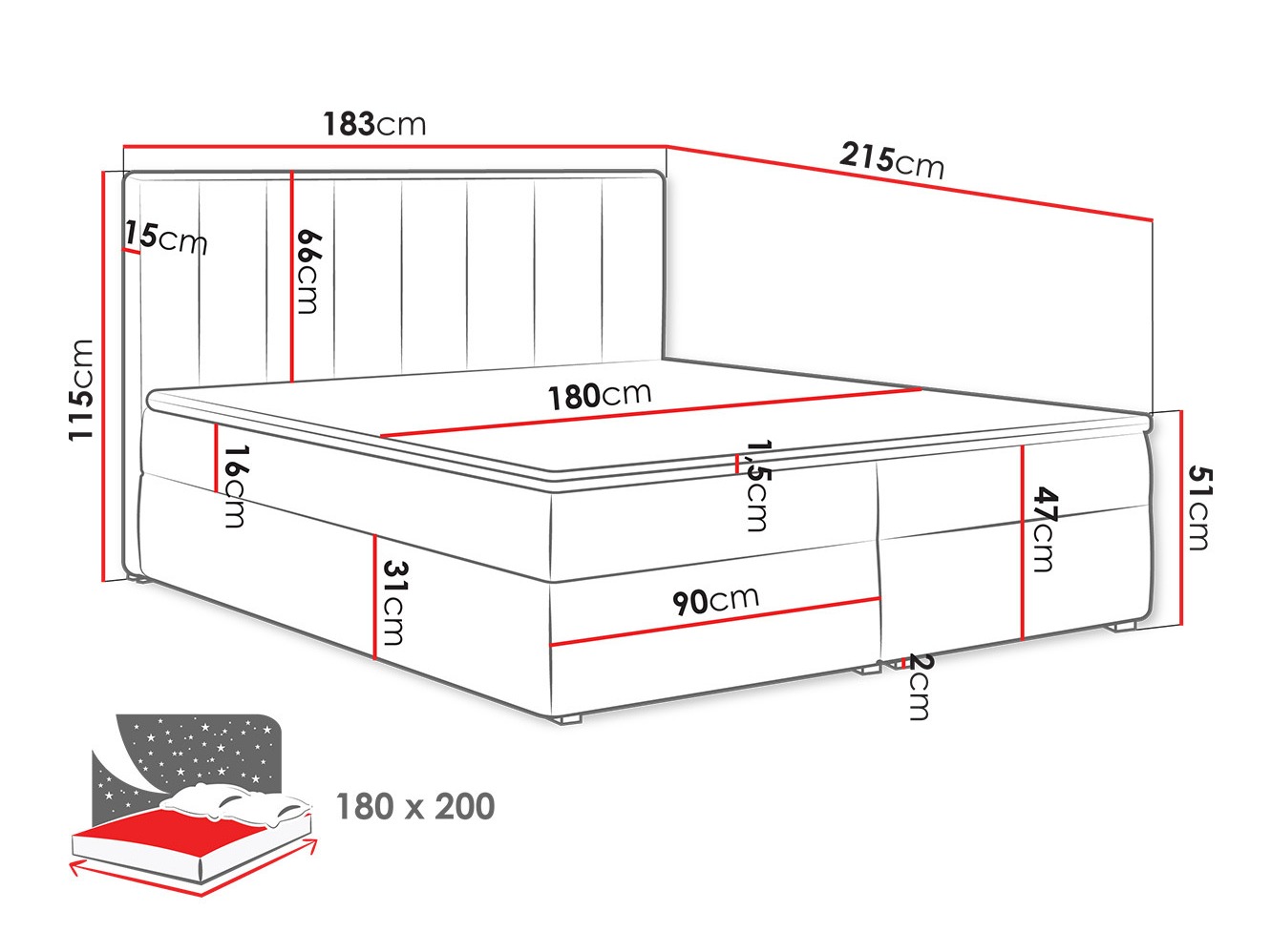 Boxspring Pomona 116 (Magic fluweel 2225)