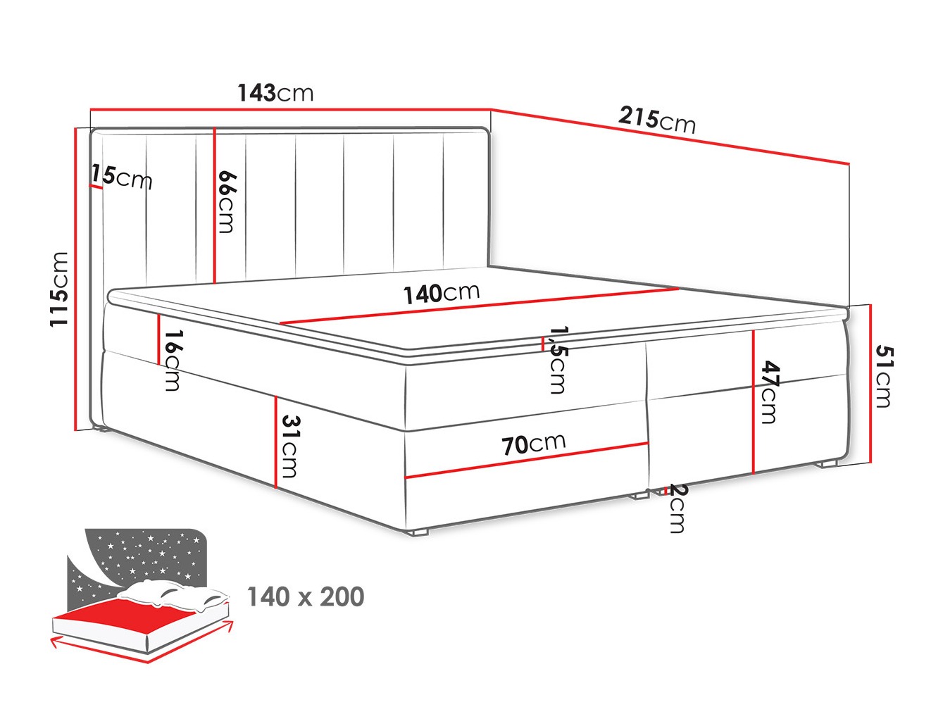 Boxspring Pomona 116 (Magic fluweel 2258)