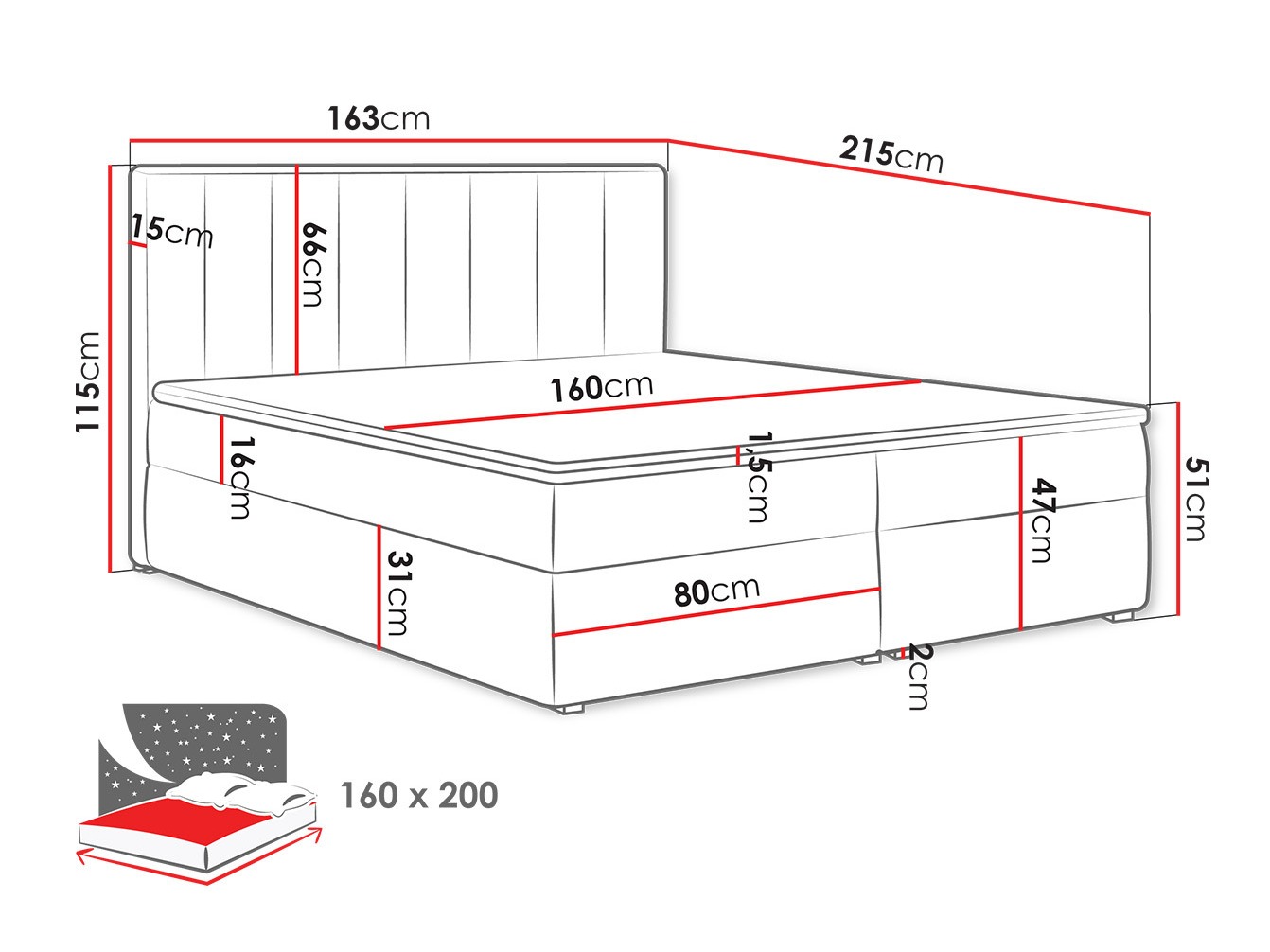 Boxspring Pomona 116 (Magic fluweel 2258)