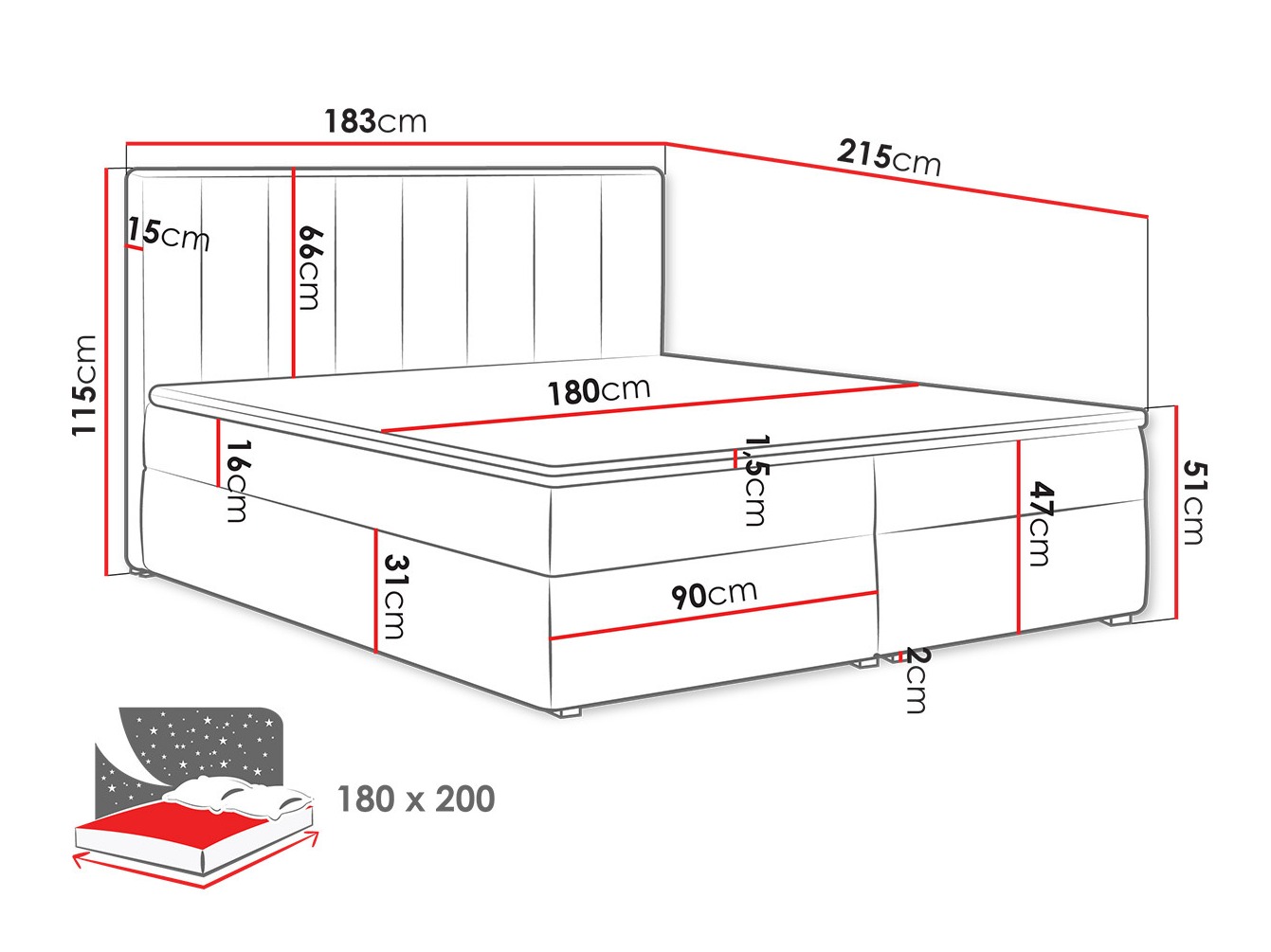 Boxspring Pomona 116 (Magic fluweel 2258)