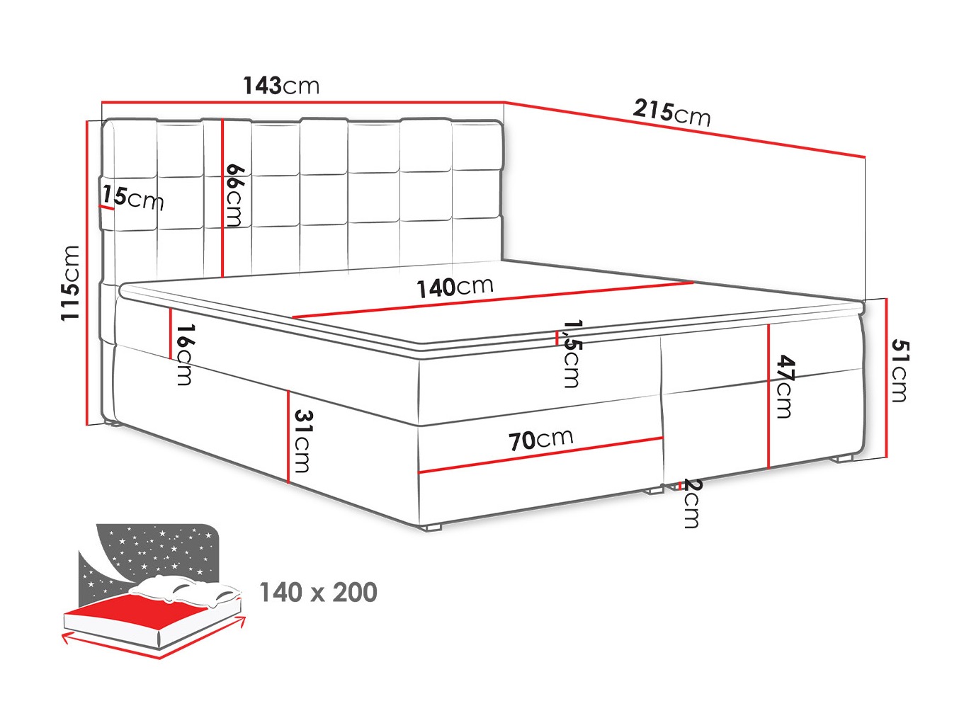 Boxspring Pomona 117 (Kronos 02)