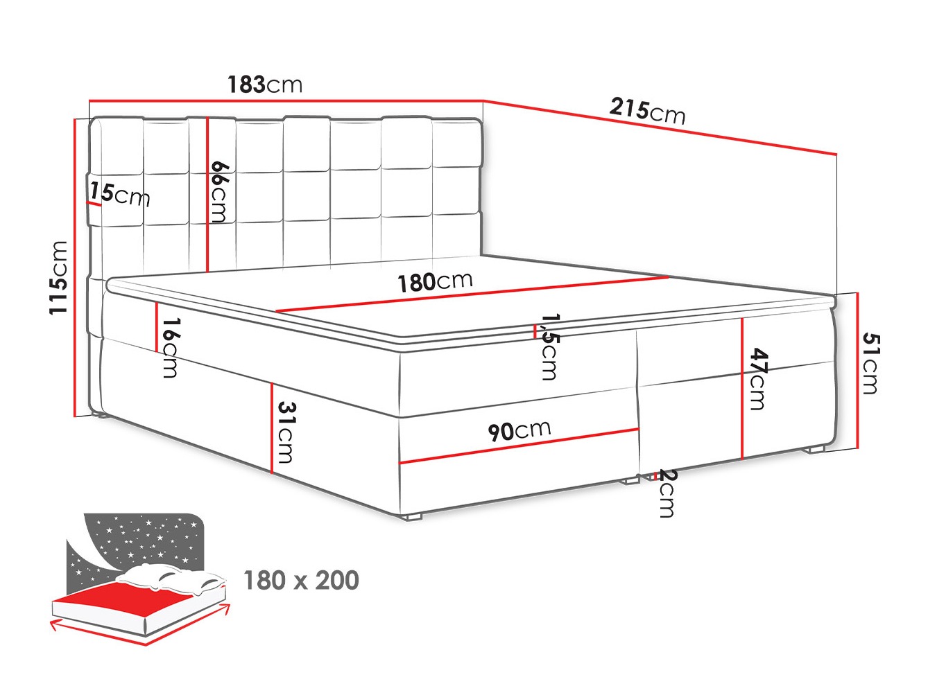 Boxspring Pomona 117 (Kronos 09)