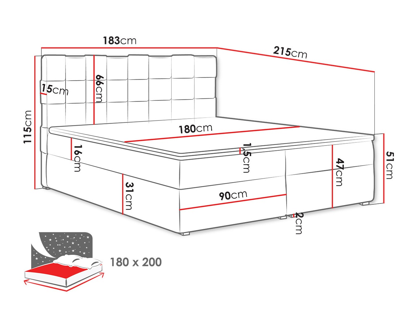 Boxspring Pomona 117 (Kronos 19)