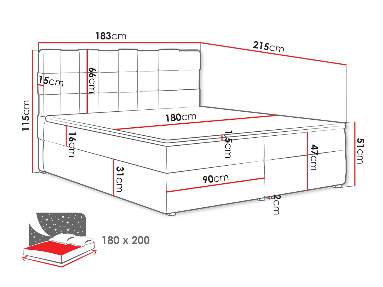 Boxspring Pomona 117 (Kronos 22)