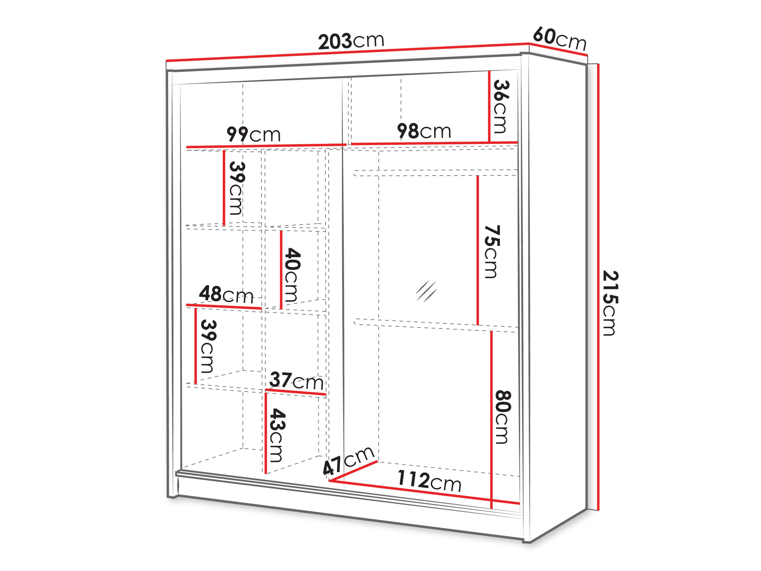 Kledingkast Honolulu 274 (Kasjmier + Wotan eik)