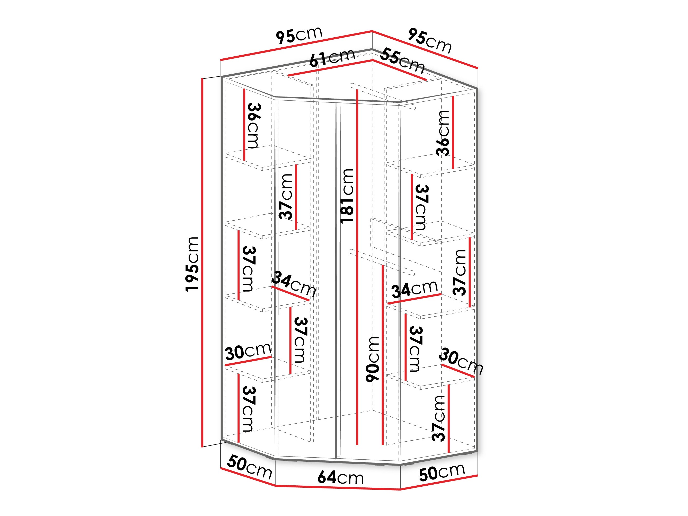 Hoekkledingkast Fiosono 101 (Beige + Licht eiken)