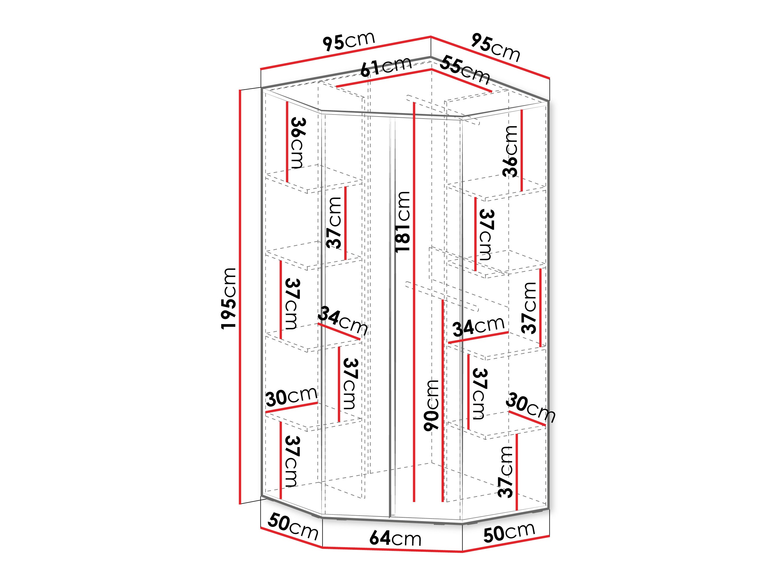 Hoekkledingkast Fiosono 101 (Eucalyptus + Eiken)