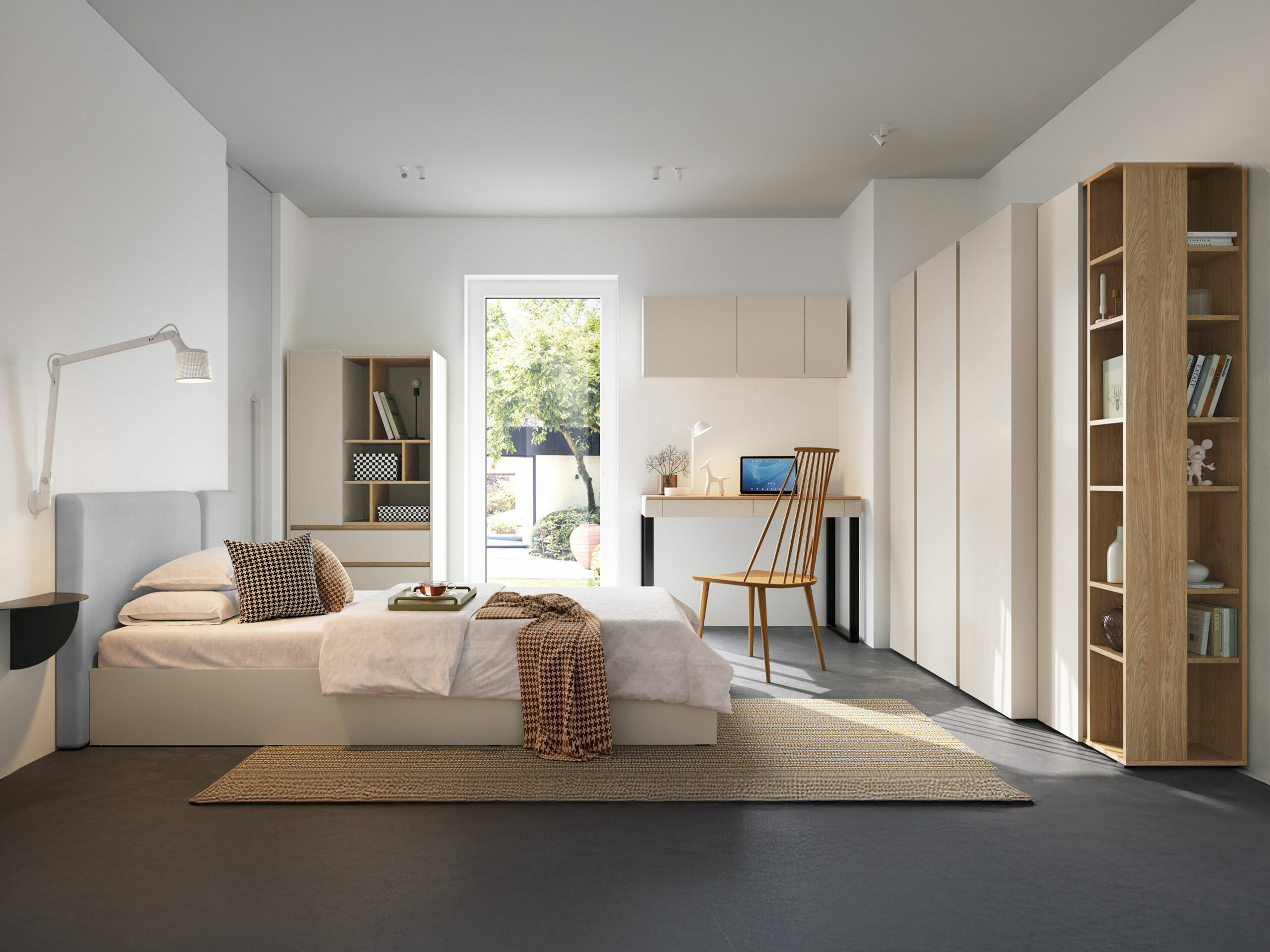 Bed Fiosono 112 (Beige + Licht eiken)