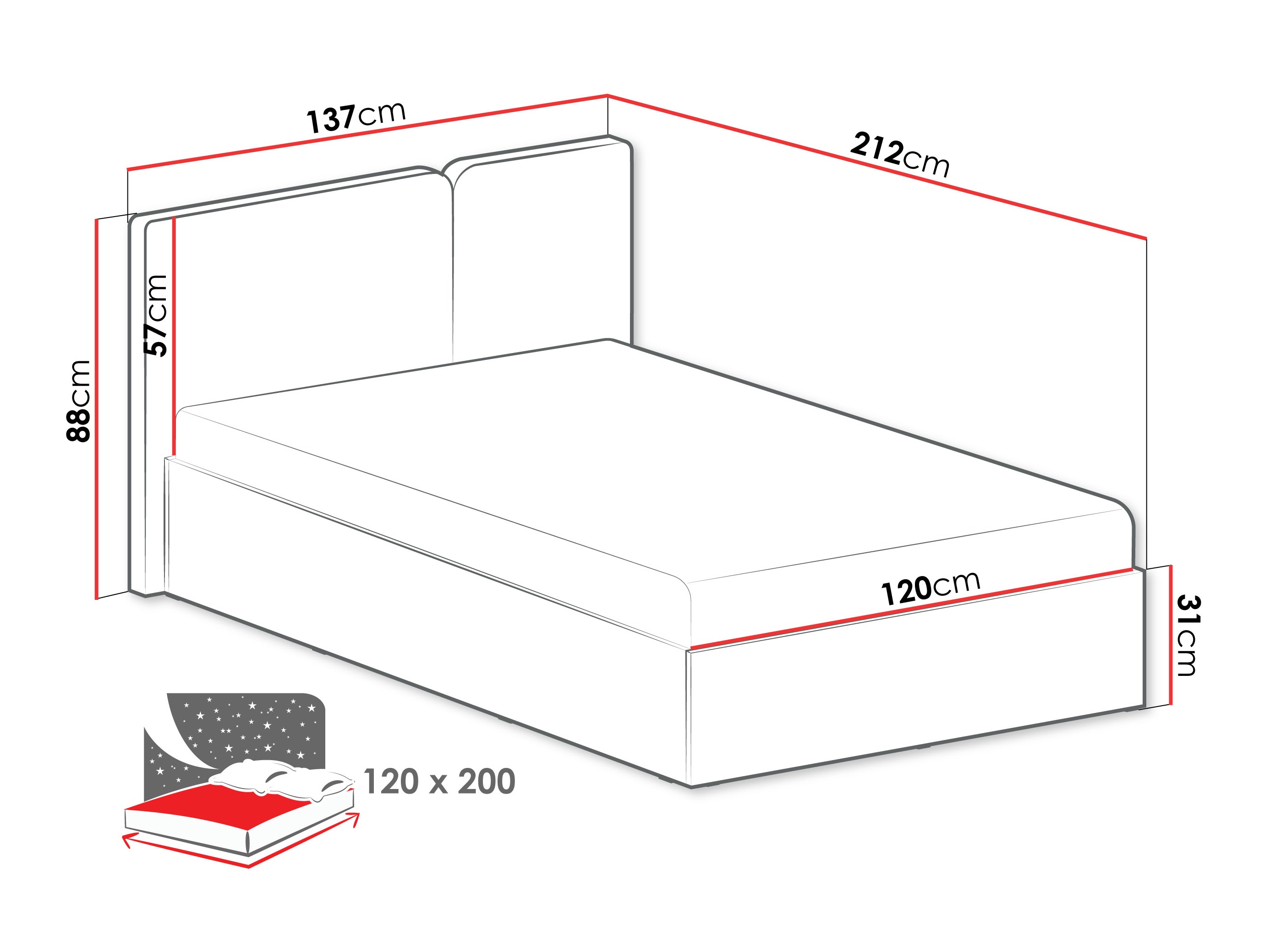 Bed Fiosono 112 (Beige + Licht eiken)