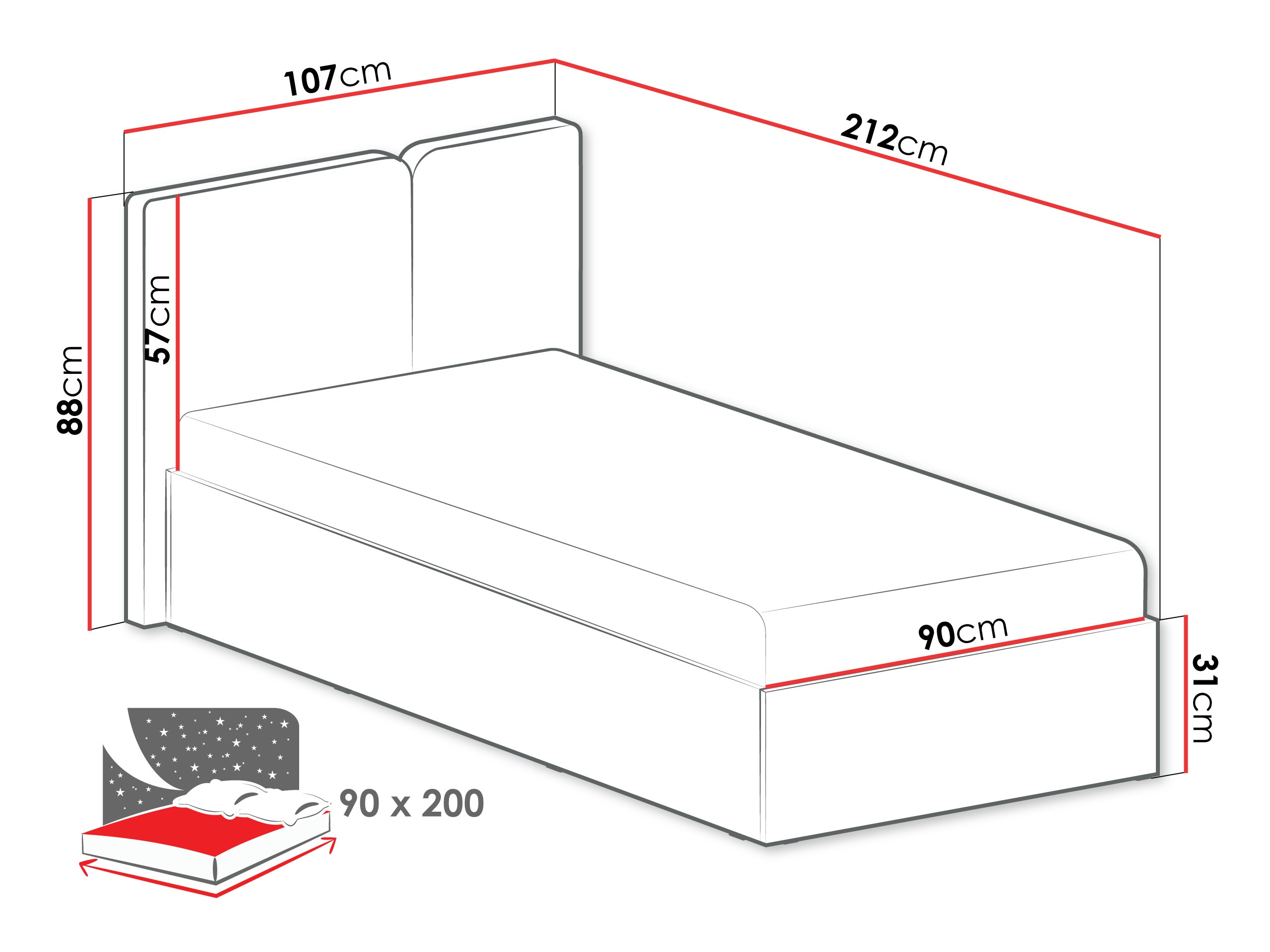 Bed Fiosono 112 (Eucalyptus + Eiken)