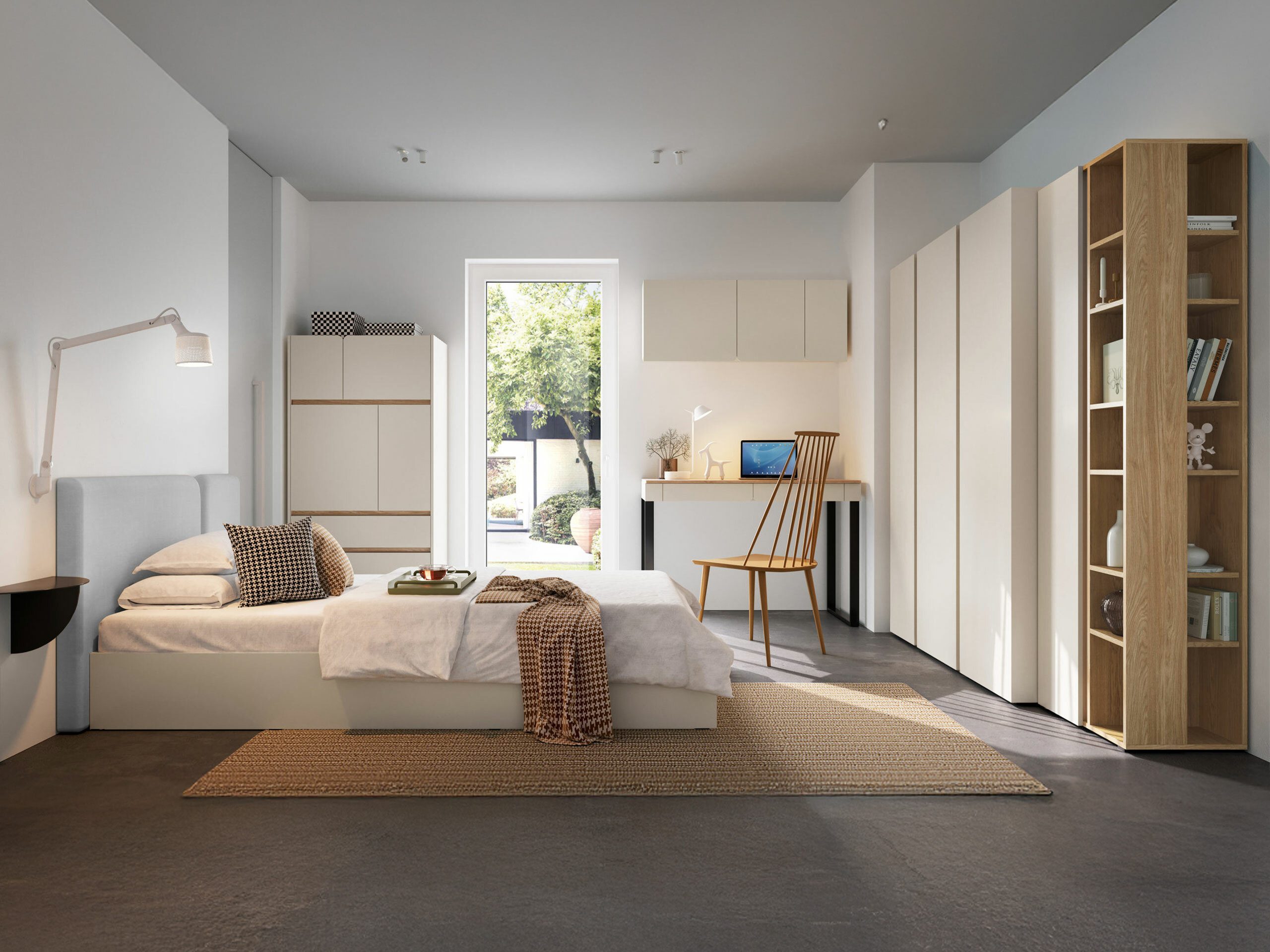 Boekenkast Fiosono 103 (Beige + Licht eiken)
